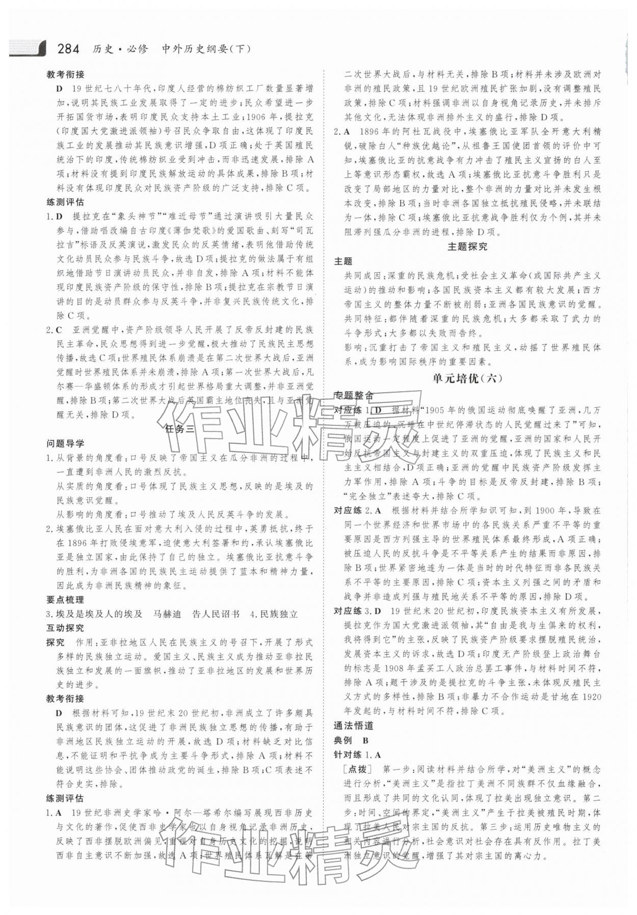 2025年金版新学案高中历史必修下册人教版 参考答案第19页
