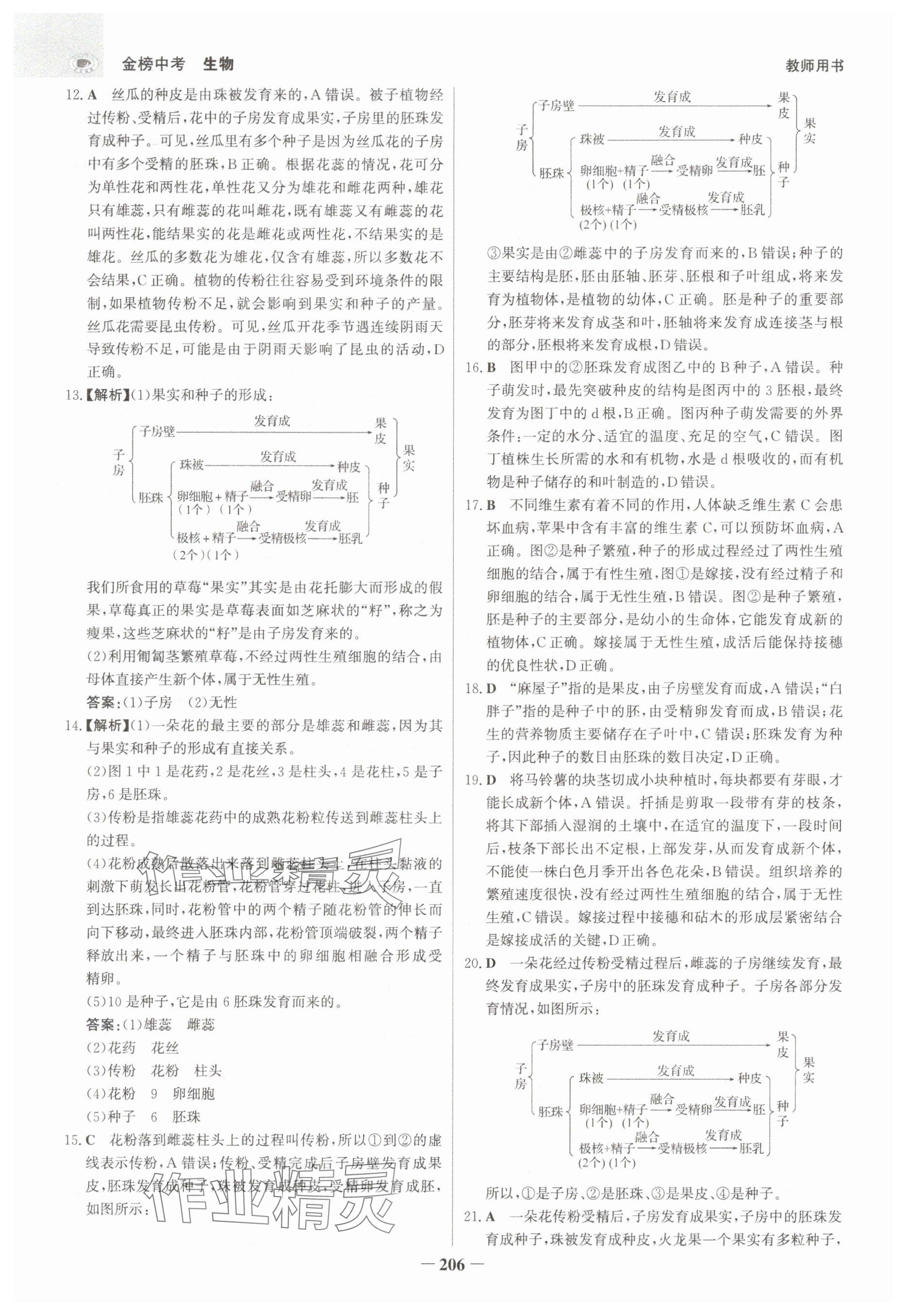 2025年世紀(jì)金榜金榜中考生物河北專版 參考答案第14頁(yè)