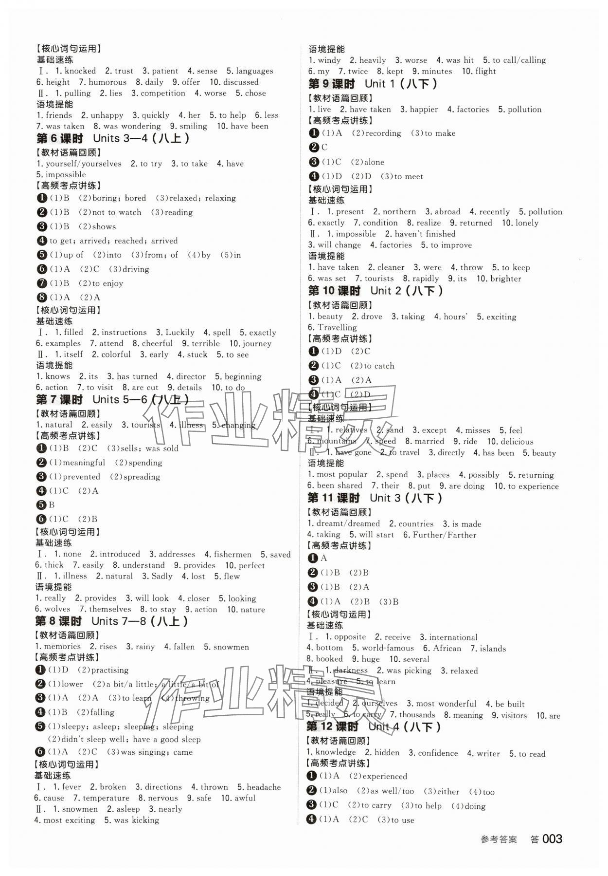 2025年全品中考復(fù)習(xí)方案英語中考宿遷專版 參考答案第2頁