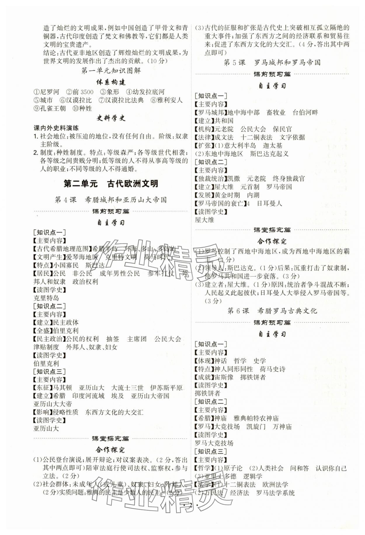 2024年精準同步九年級歷史全一冊人教版廣州專版 第2頁