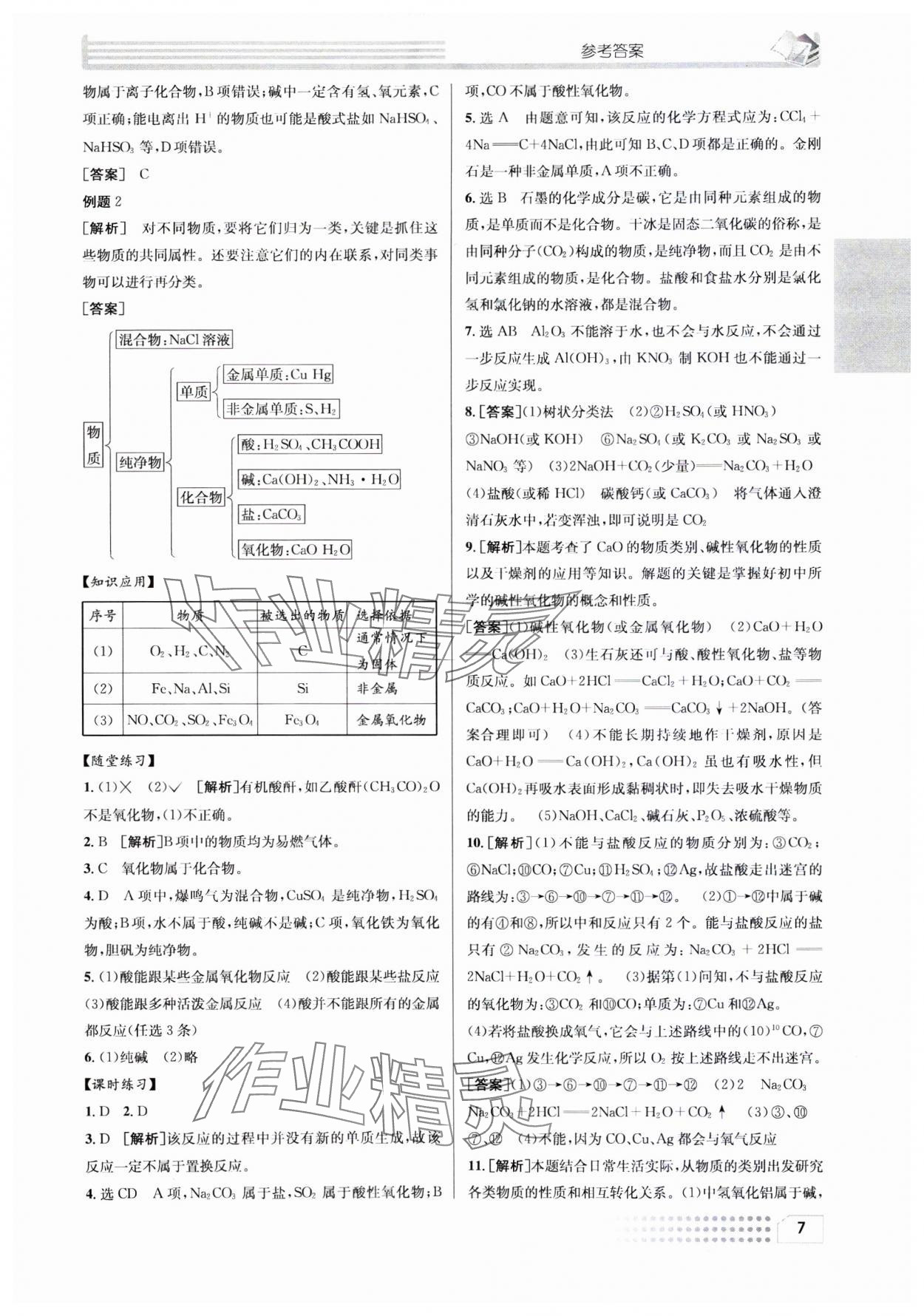 2023年升華高中化學必修1人教版 參考答案第7頁