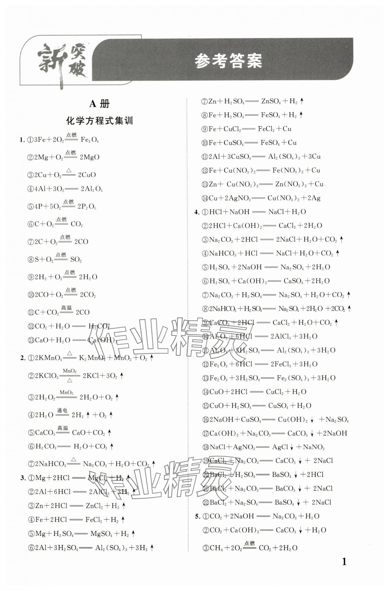 2024年中考新突破化學(xué)人教版安徽專版 第1頁