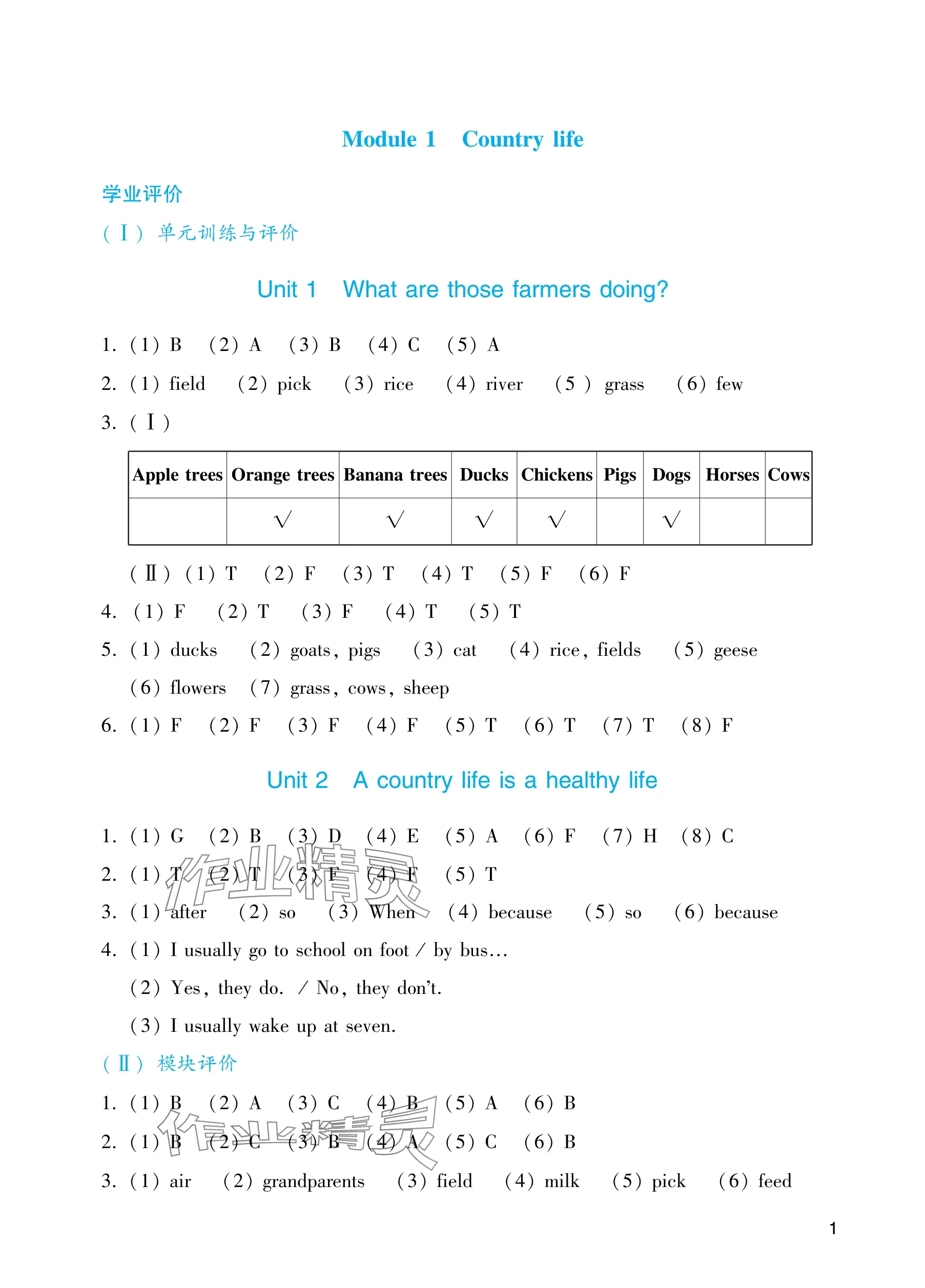 2025年阳光学业评价六年级英语上册教科版 参考答案第1页