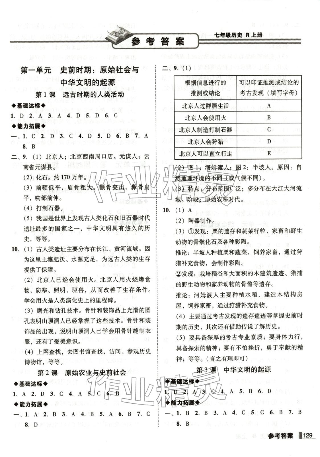 2025年辽宁作业分层培优学案七年级历史上册人教版 第1页