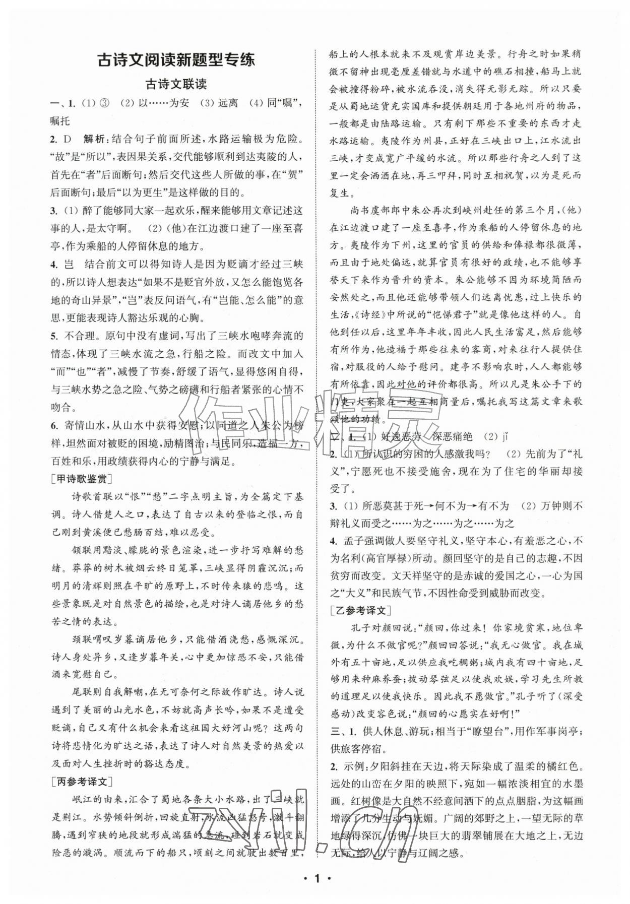 2026年通城学典初中语文阅读组合训练九年级苏州专版&nbsp;第1页