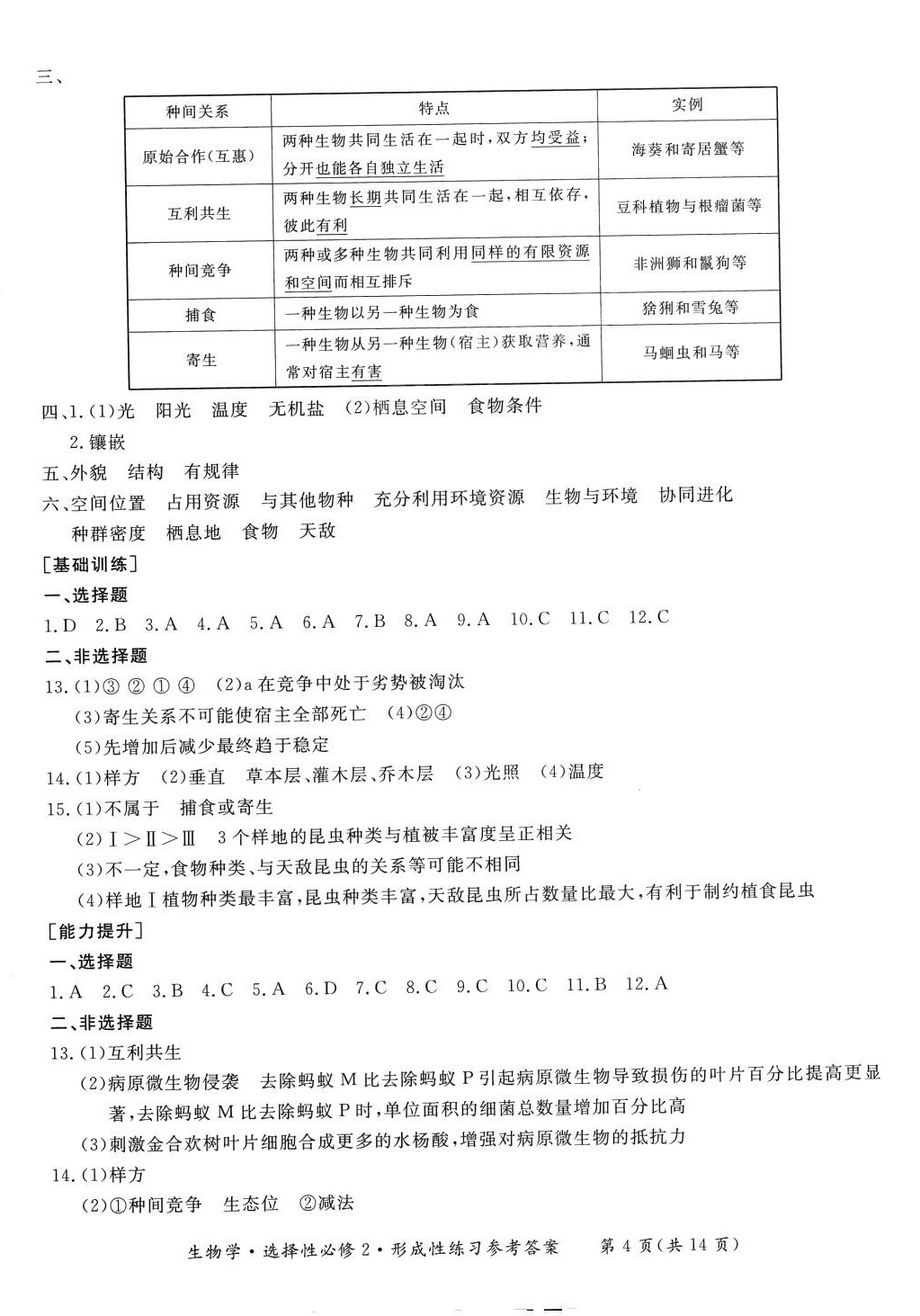 2024年形成性練習(xí)與檢測高中生物選擇性必修2 第4頁