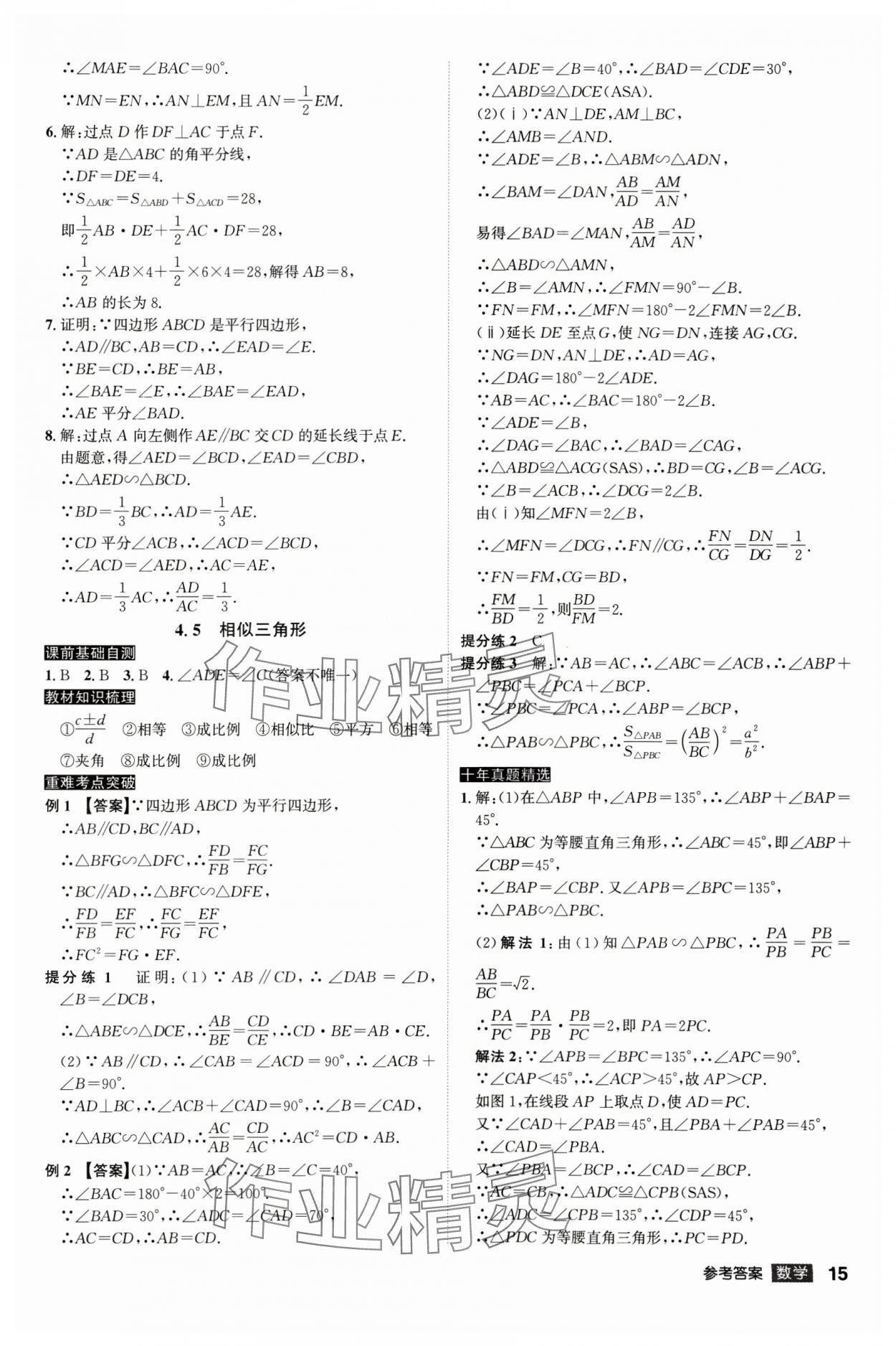 2025年中考總復習名師A計劃數(shù)學中考 參考答案第15頁