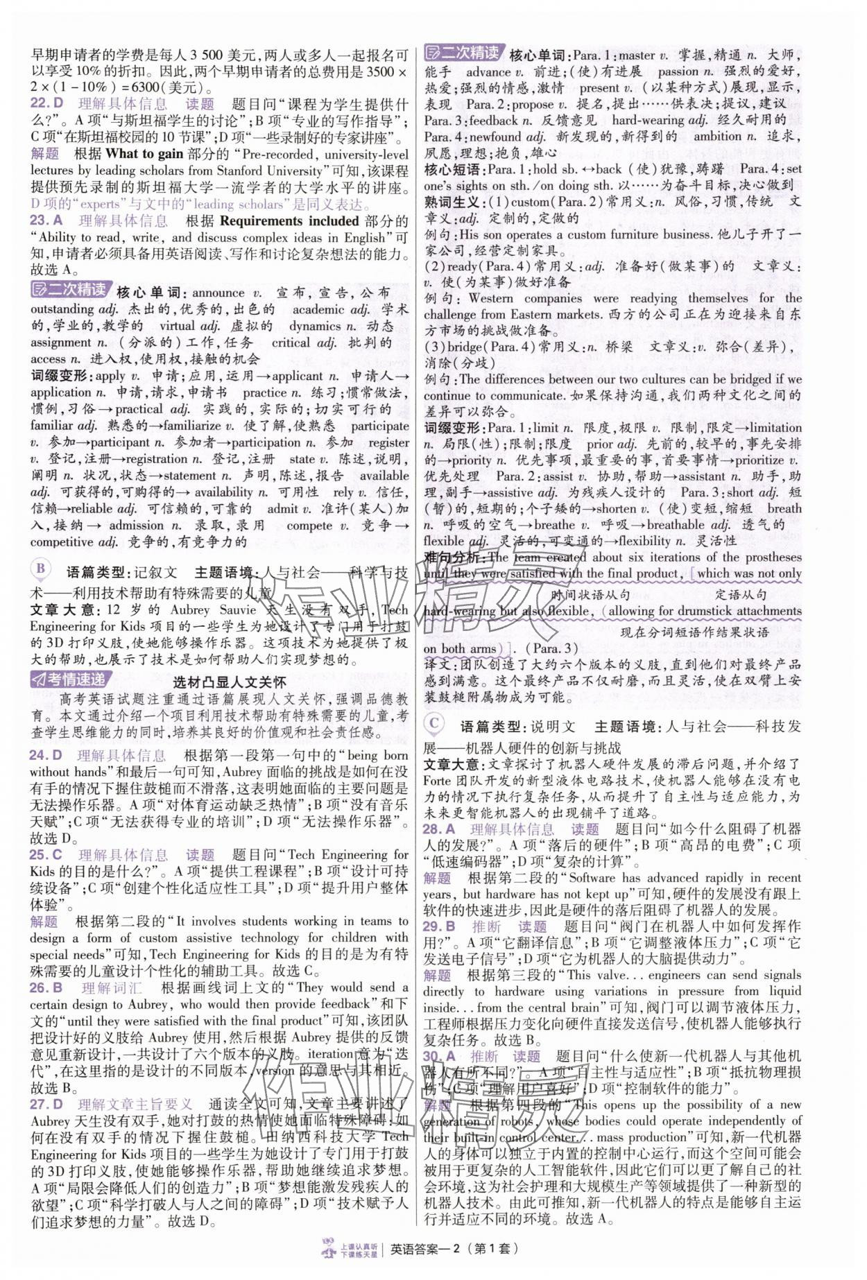 2025年金考卷特快专递英语 参考答案第2页