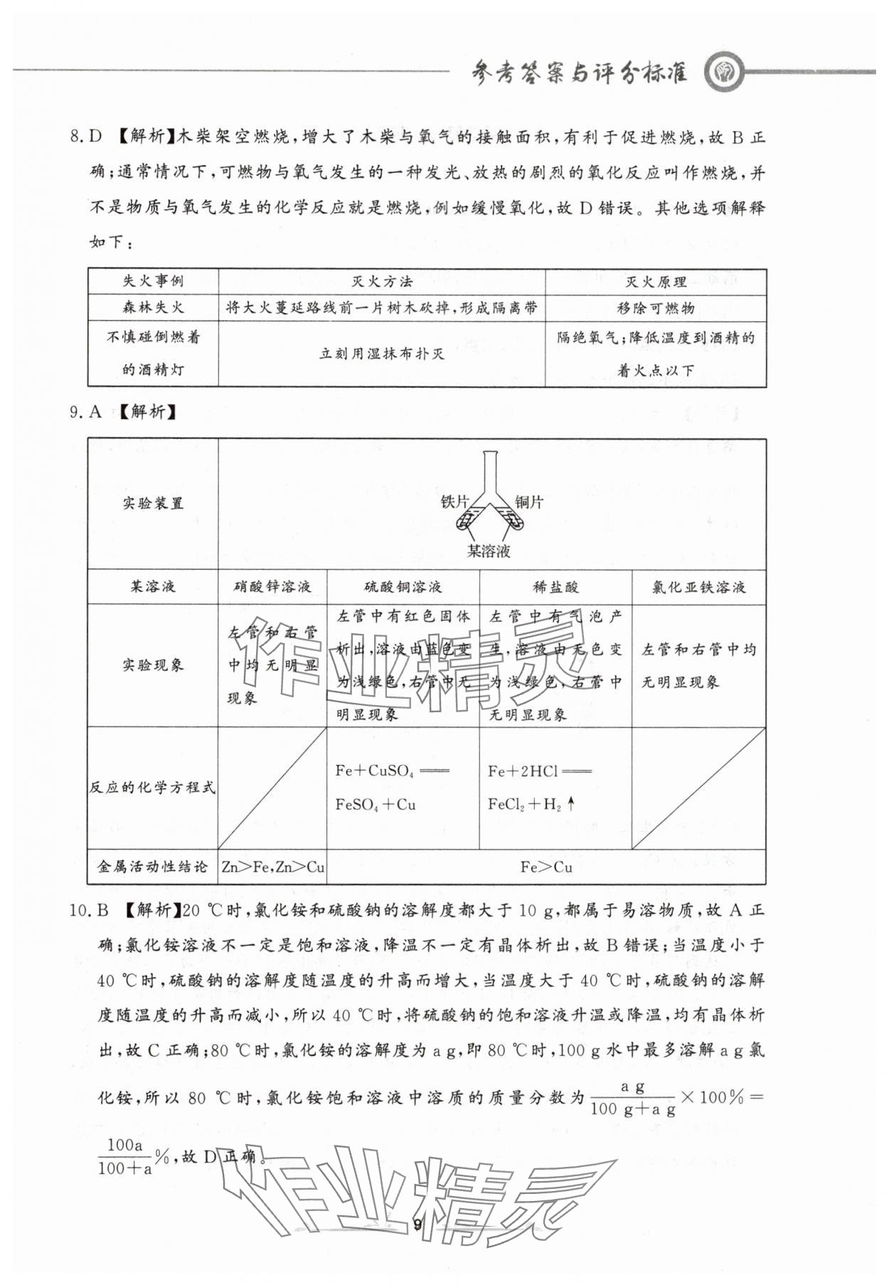 2024年中考冲刺仿真测试卷化学辽宁专版 参考答案第9页