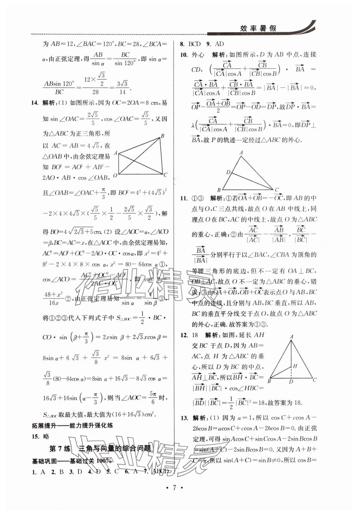 2024年效率暑假江蘇人民出版社高一數(shù)學 第7頁