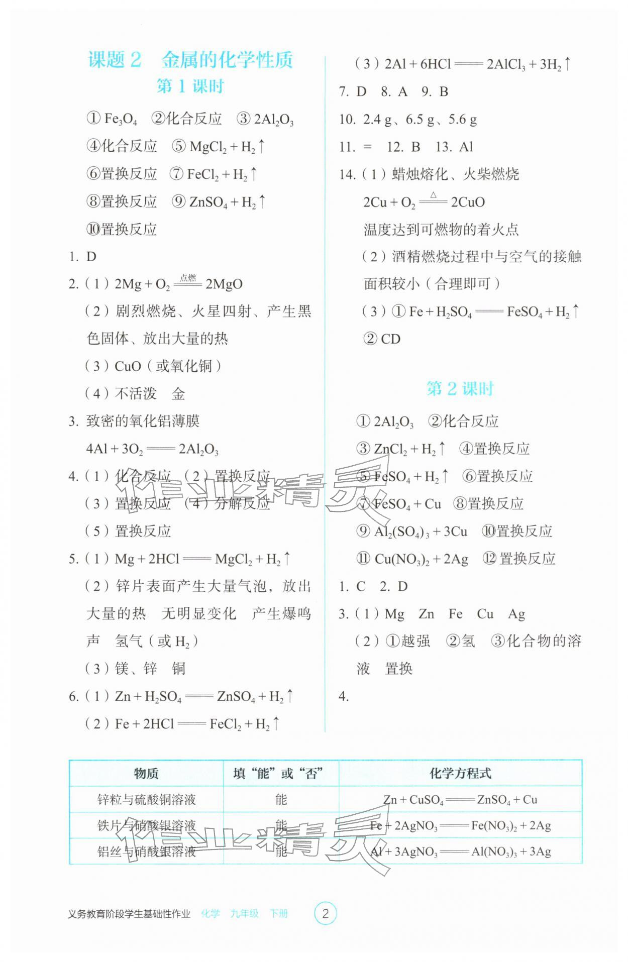 2026年学生基础性作业九年级化学下册人教版&nbsp;第2页