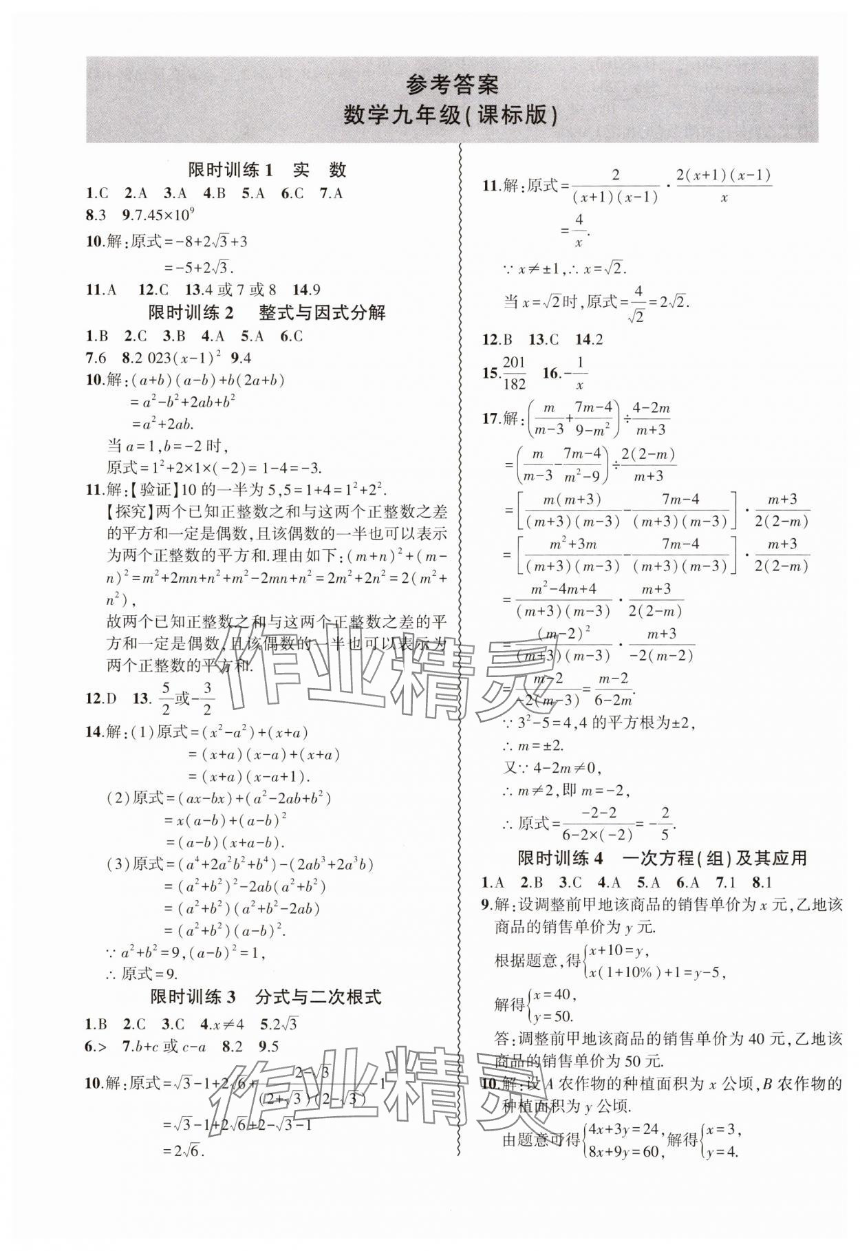 2025年假期總動員寒假必刷題九年級數(shù)學(xué) 第1頁