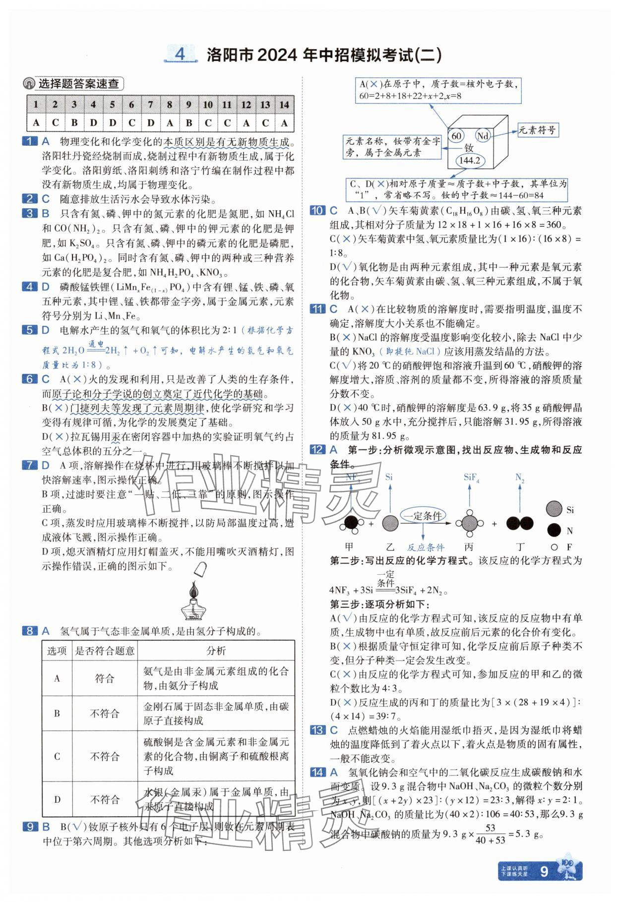 2025年金考卷中考45套匯編化學(xué)河南專版紫色封面 參考答案第8頁