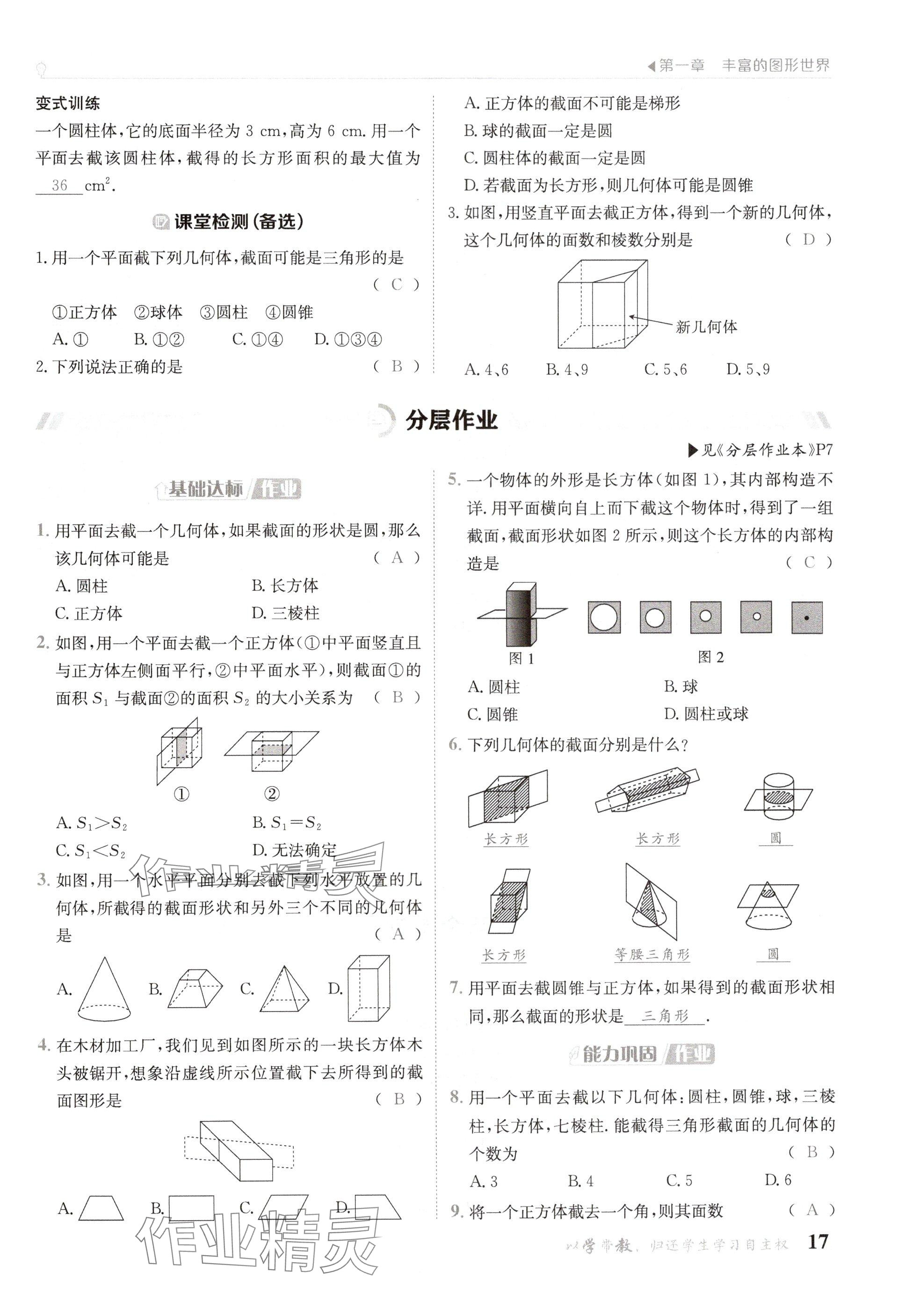 2024年金太陽導(dǎo)學(xué)案七年級(jí)數(shù)學(xué)上冊(cè)北師大版 參考答案第17頁