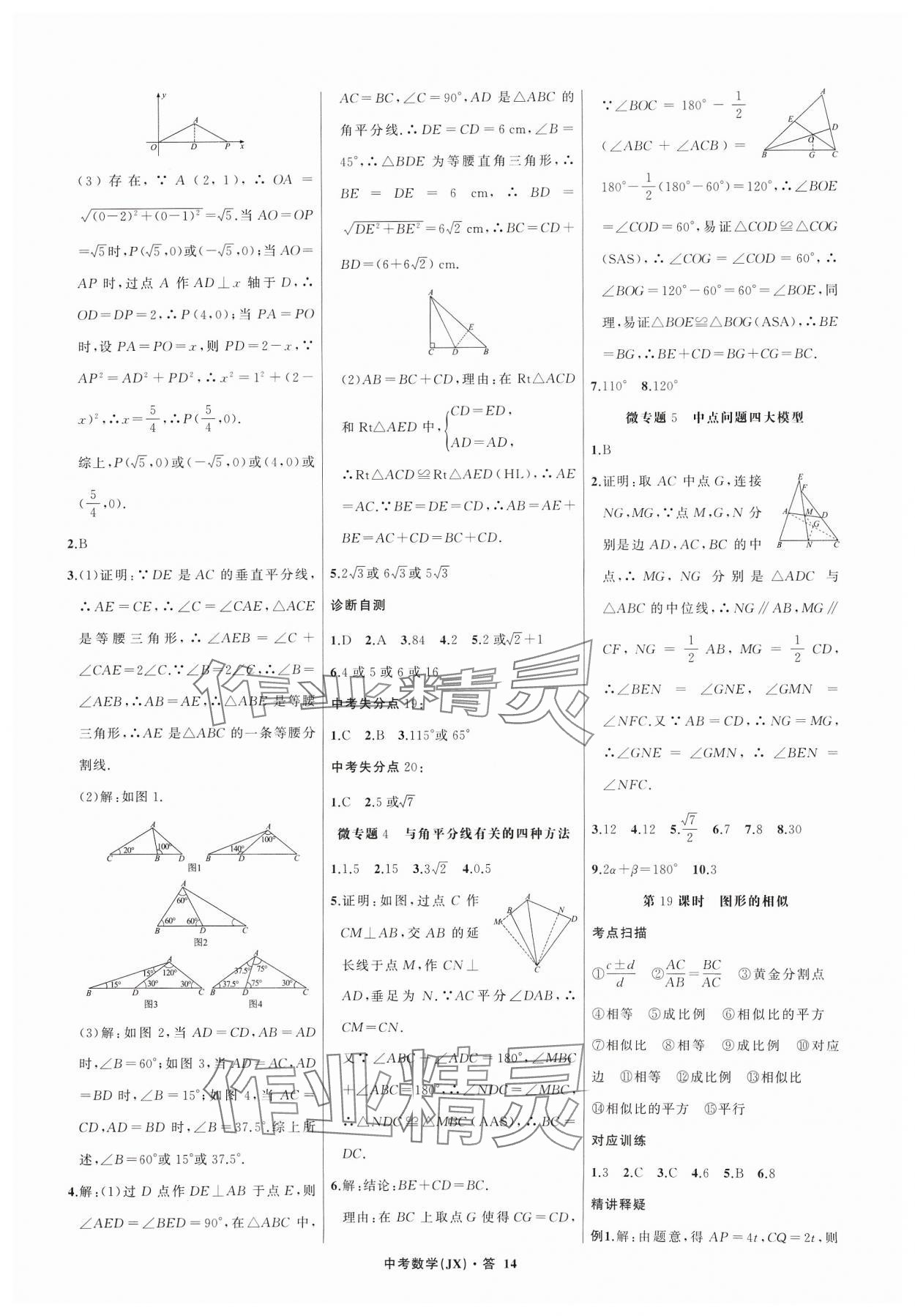 2024年名师面对面中考满分特训方案数学江西专版 参考答案第14页