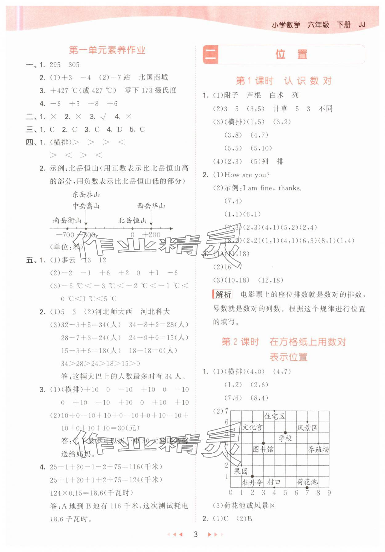 2025年53天天練六年級數(shù)學(xué)下冊冀教版 參考答案第3頁