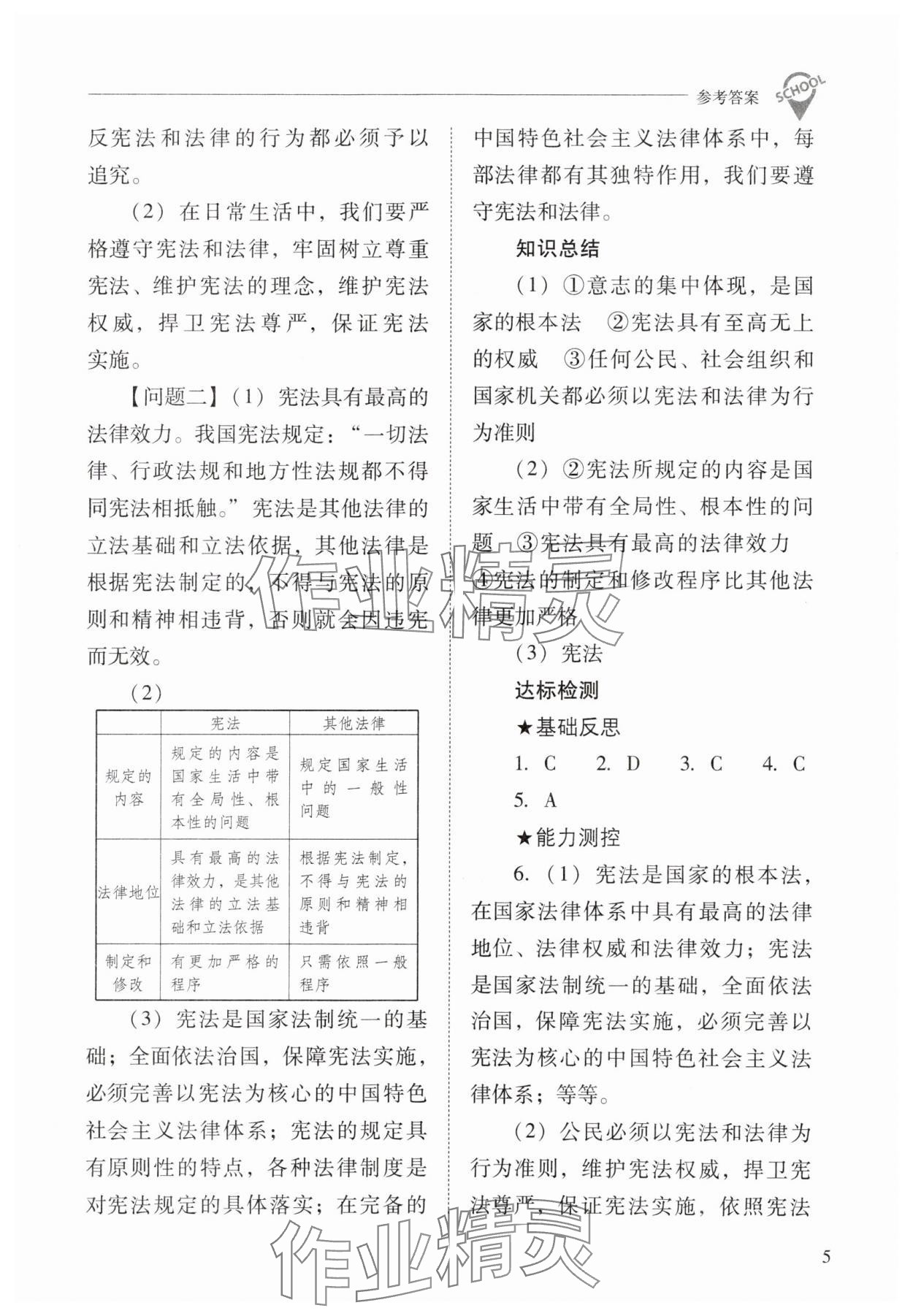 2024年新課程問題解決導學方案八年級道德與法治下冊人教版 參考答案第5頁