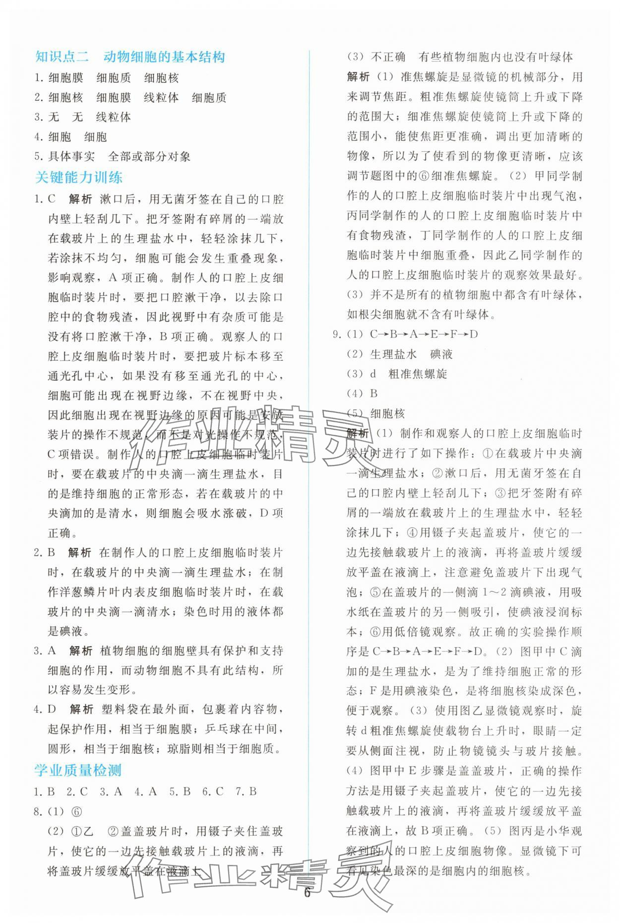 2025年同步轻松练习七年级生物上册人教版精编版 参考答案第5页