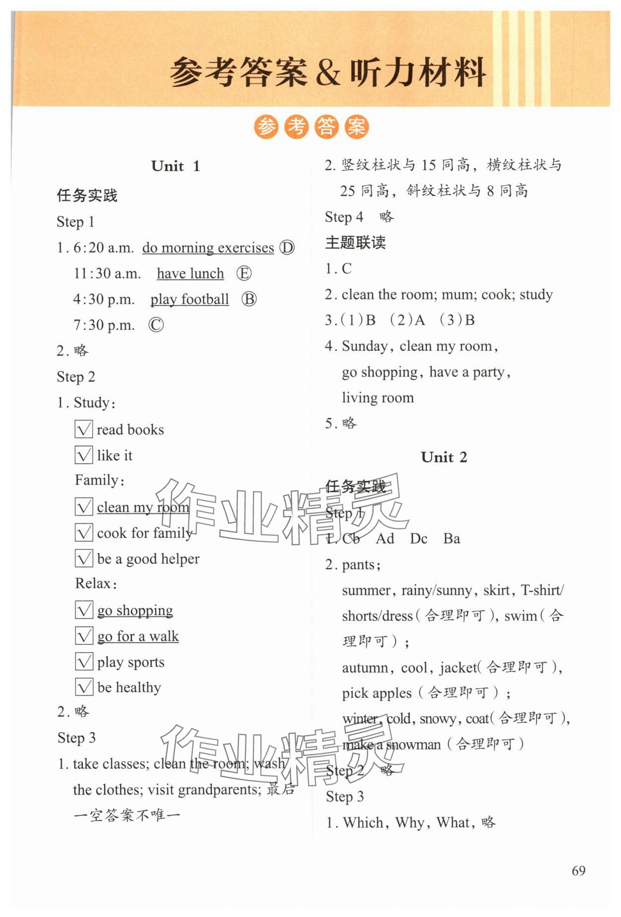 2025年小學單元素養作業五年級英語下冊人教版 第1頁