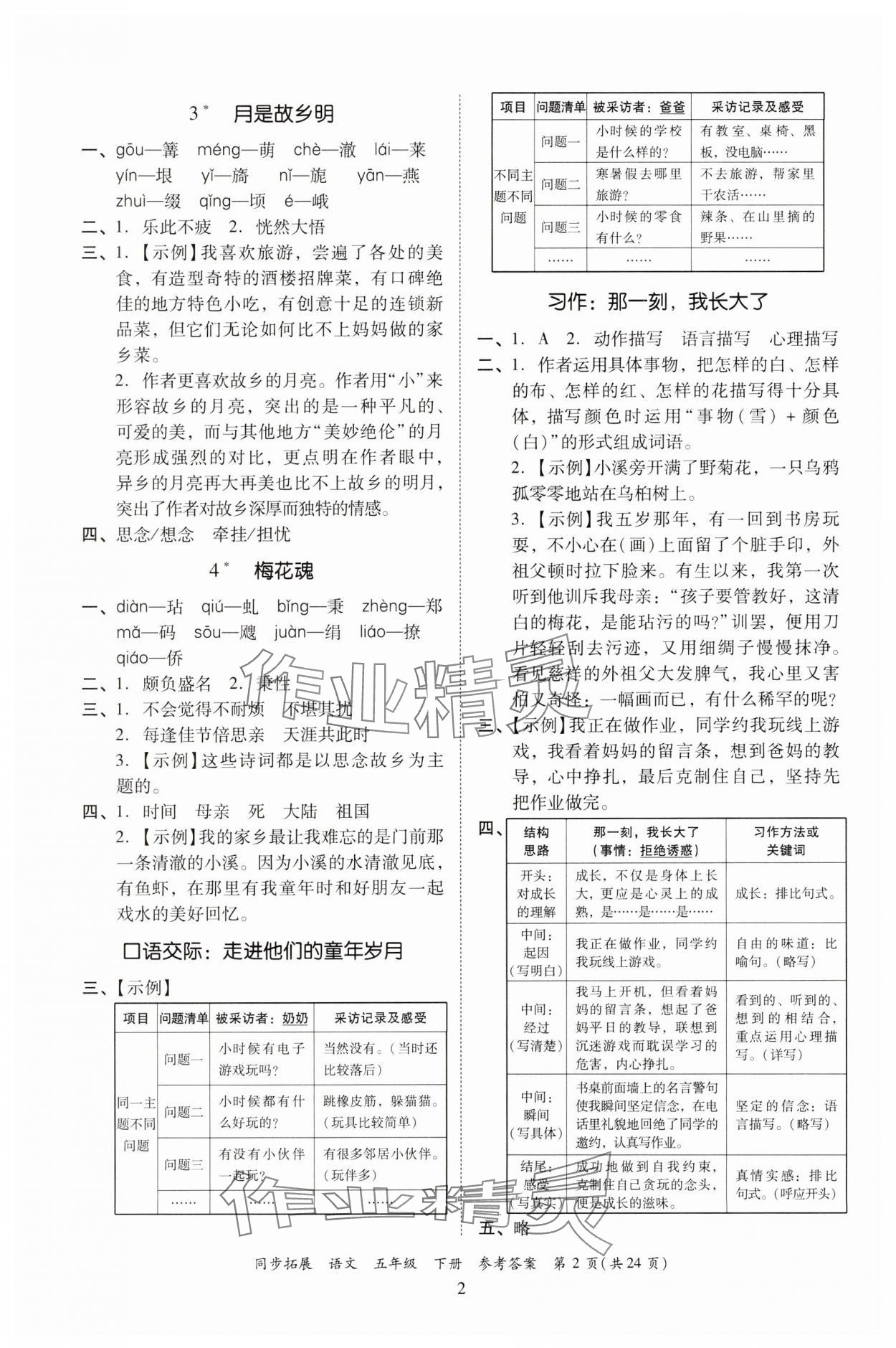 2025年同步拓展五年級語文下冊人教版中山專版 第2頁