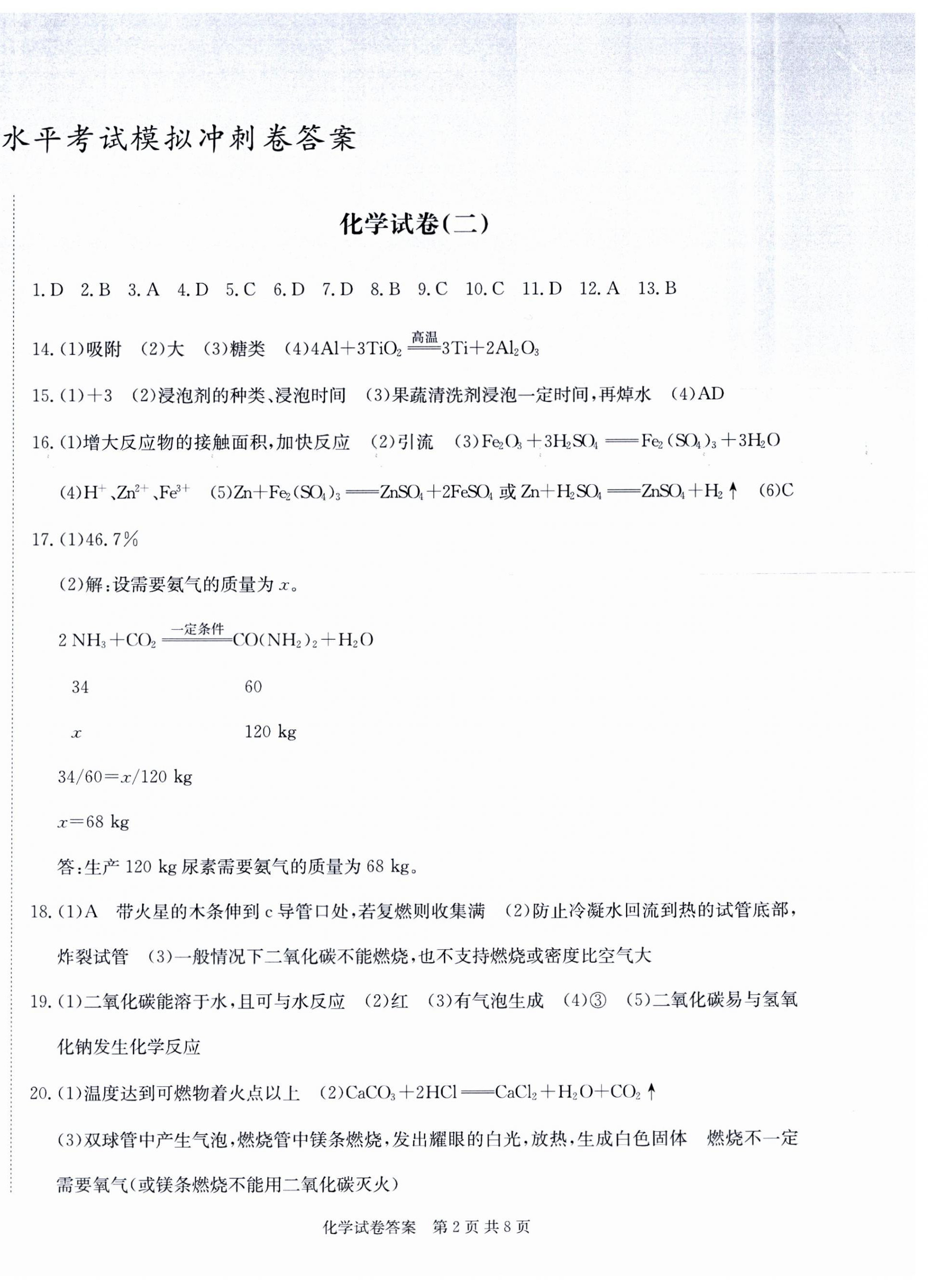 2024年中考復(fù)習(xí)指南模擬沖刺卷化學(xué)湖北專版 第2頁