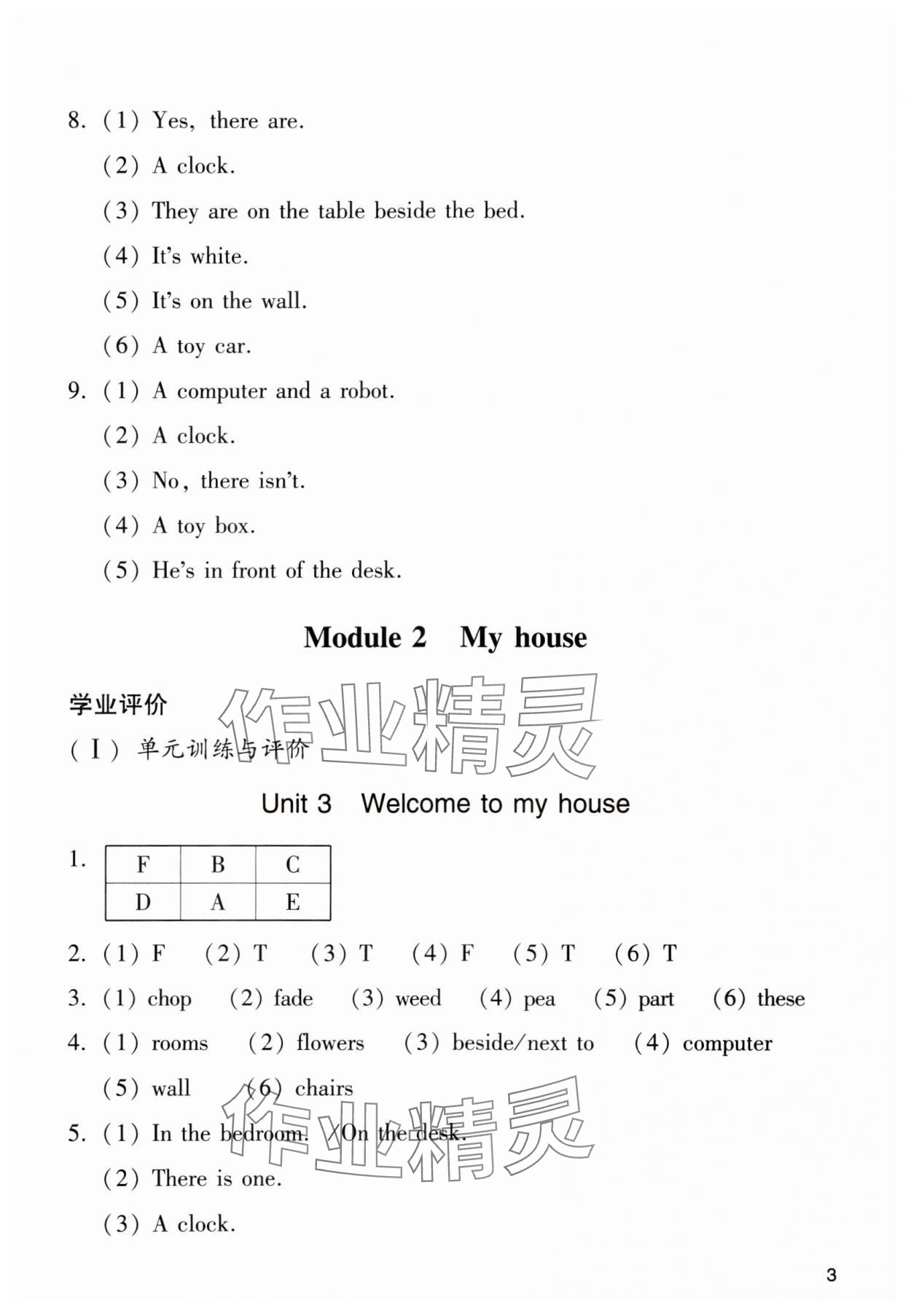 2023年陽(yáng)光學(xué)業(yè)評(píng)價(jià)四年級(jí)英語(yǔ)上冊(cè)教科版 參考答案第3頁(yè)