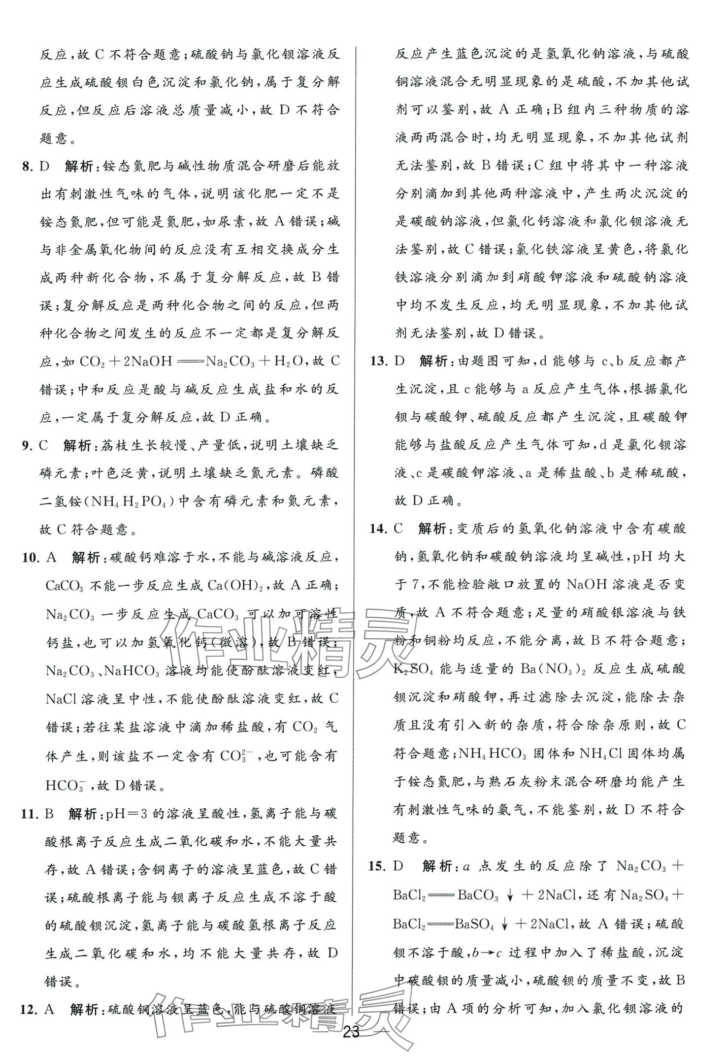 2024年亮點(diǎn)給力大試卷九年級(jí)化學(xué)下冊(cè)人教版 第23頁(yè)