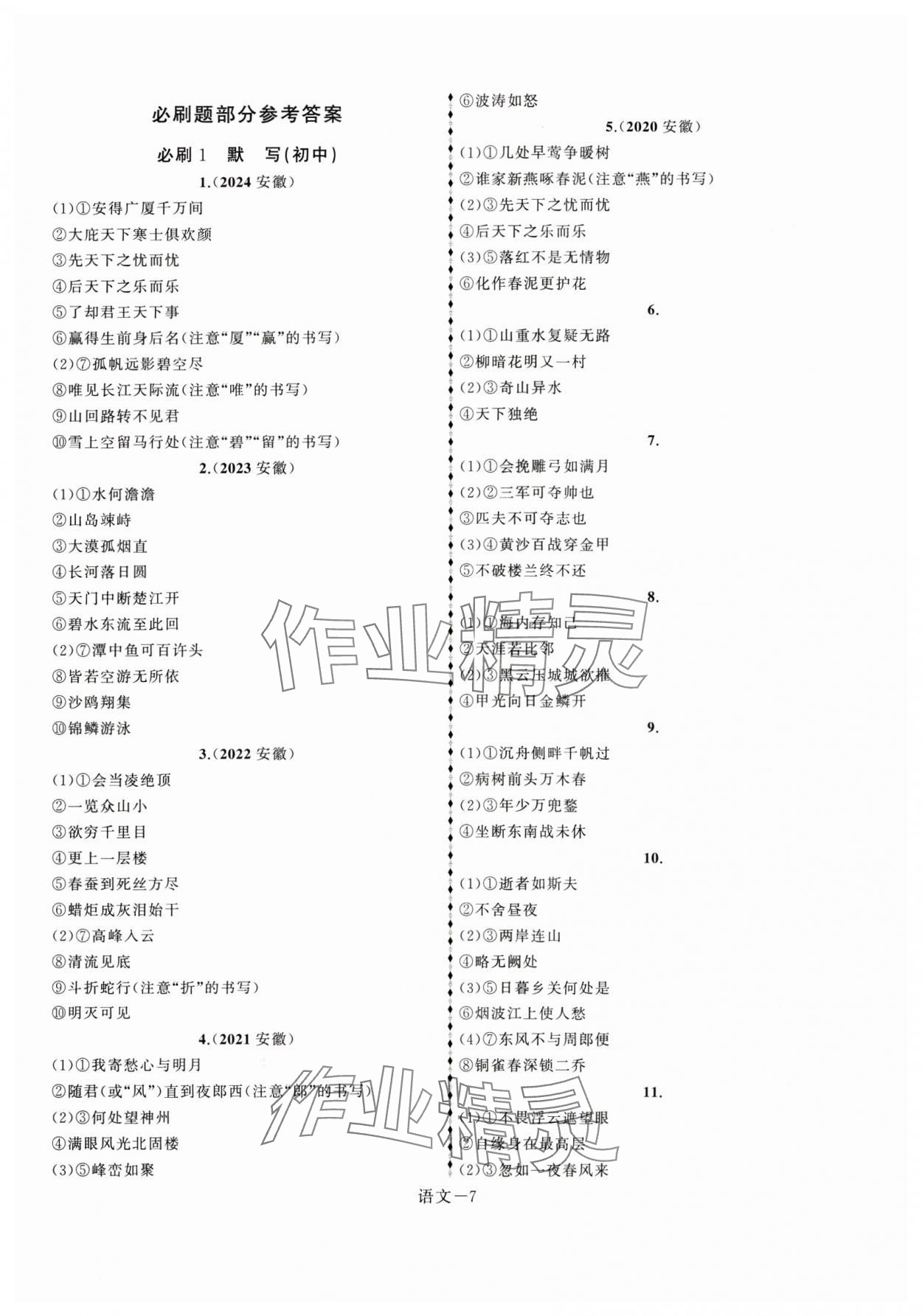 2025年優(yōu)等生中考試題精選語文安徽專版 第7頁