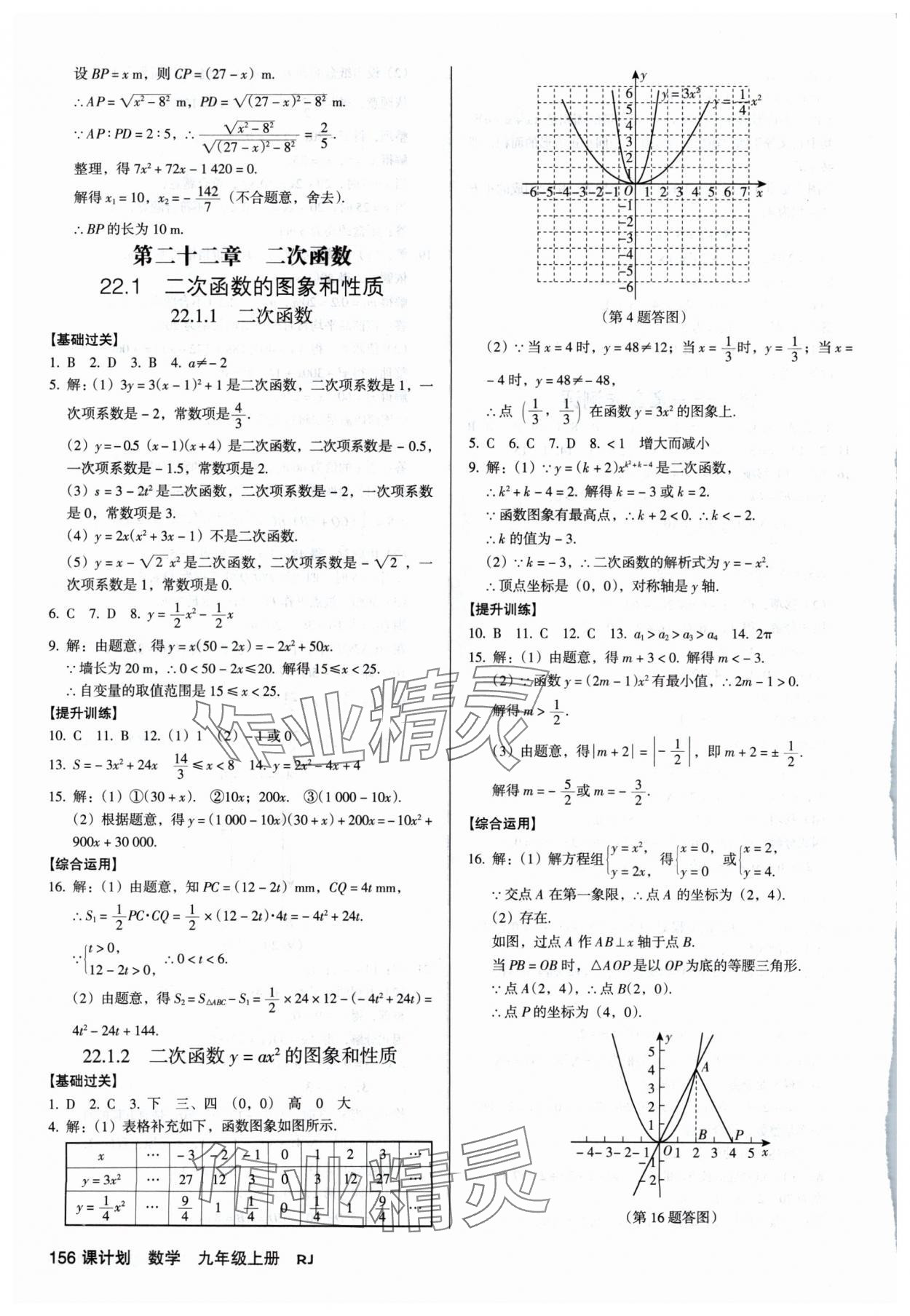 2024年全优点练课计划九年级数学上册人教版 参考答案第10页