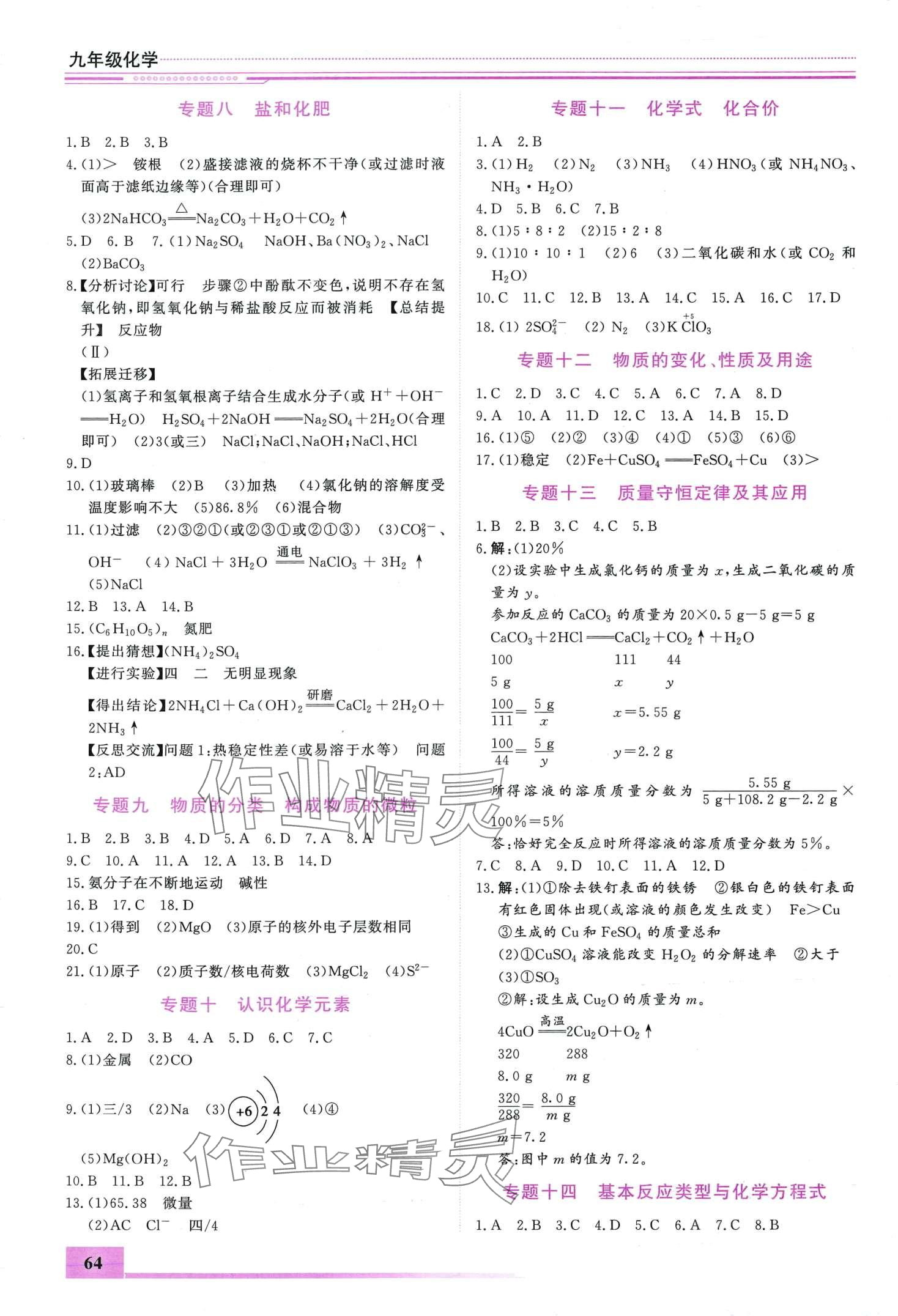 2024年寒假作业内蒙古大学出版社九年级化学 第2页