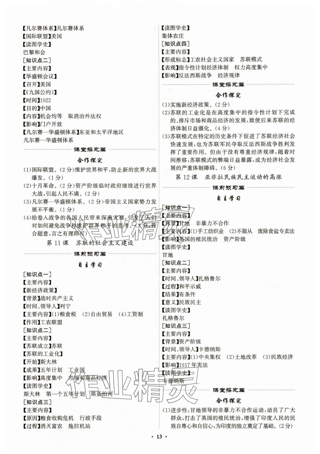 2025年精准同步九年级历史全一册人教版广州专版&nbsp;第13页