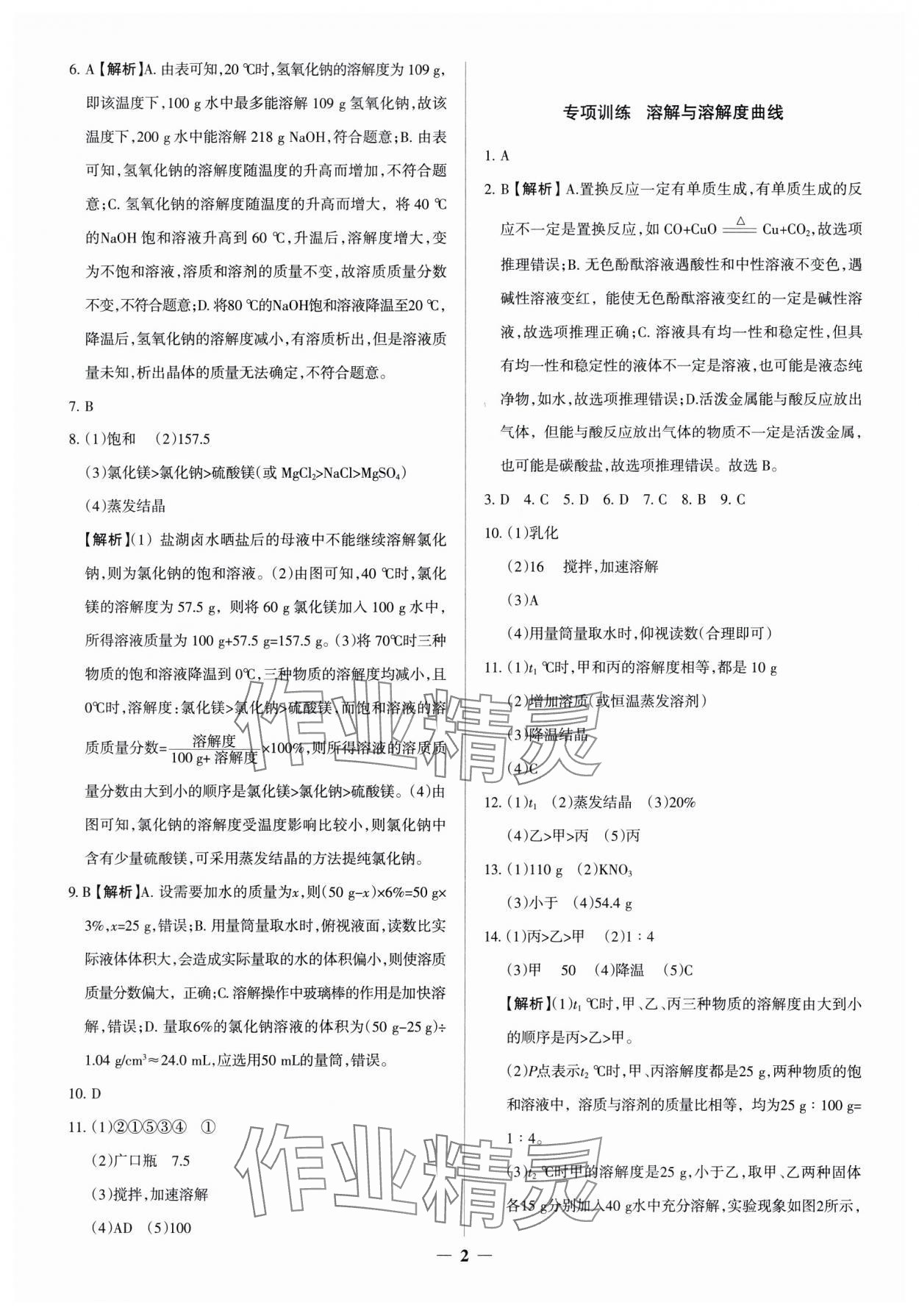 2025年中考真題分類集訓(xùn)化學(xué) 參考答案第2頁