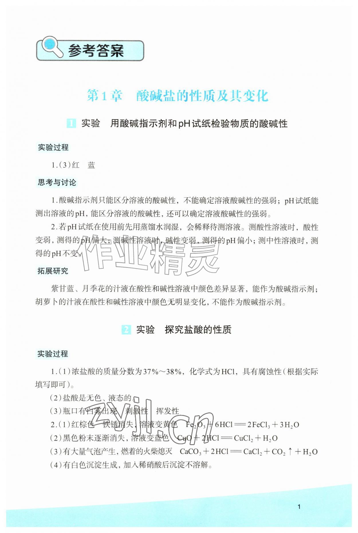 2026年科学实验活动册九年级上册浙教版&nbsp;第1页