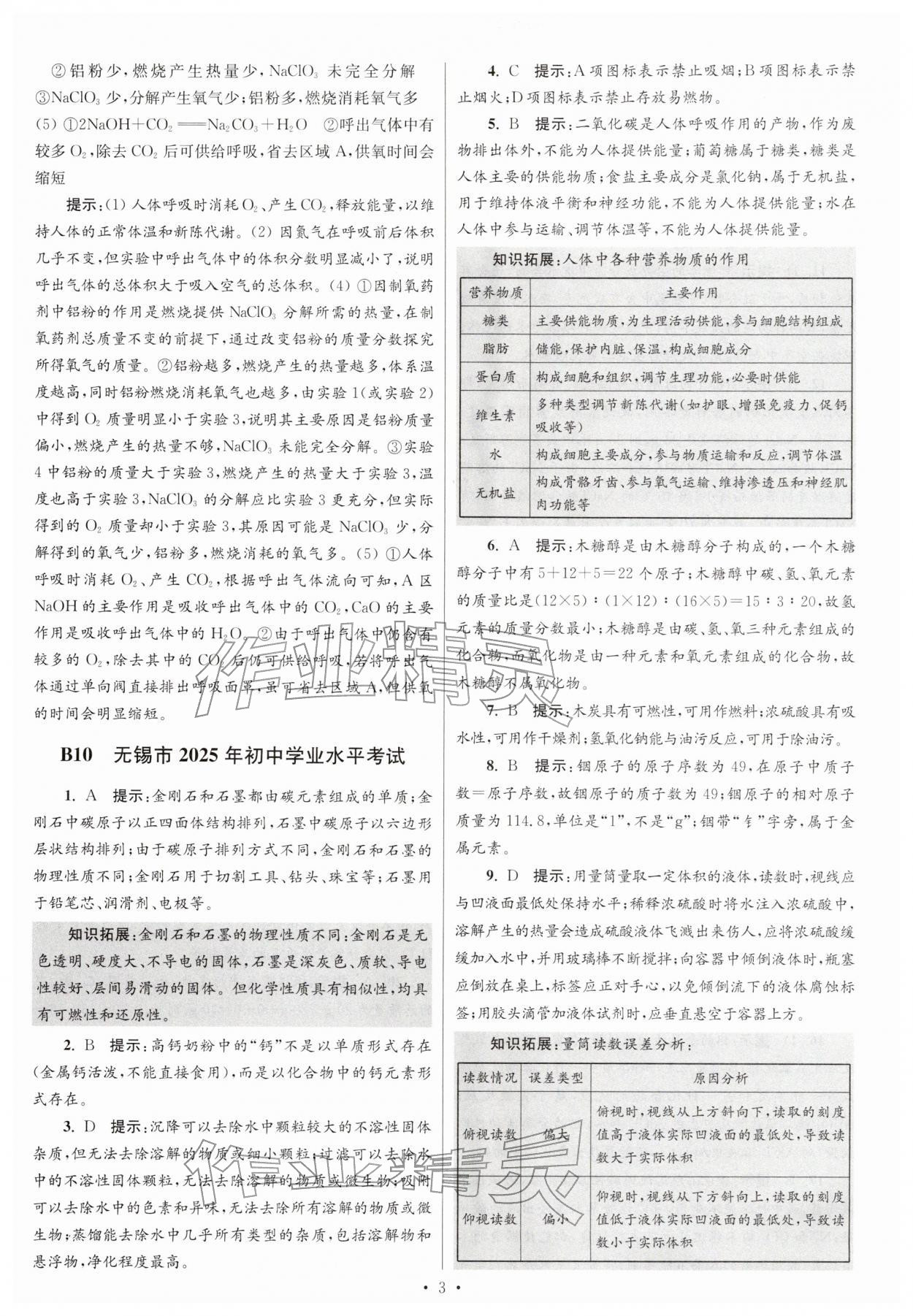 2026年江苏13大市中考试卷与标准模拟优化38套化学 参考答案第3页