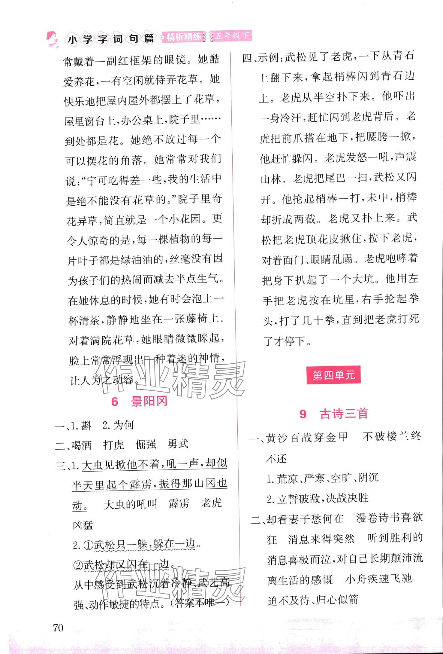 2024年小學(xué)字詞句篇精析精練五年級語文下冊人教版 第2頁