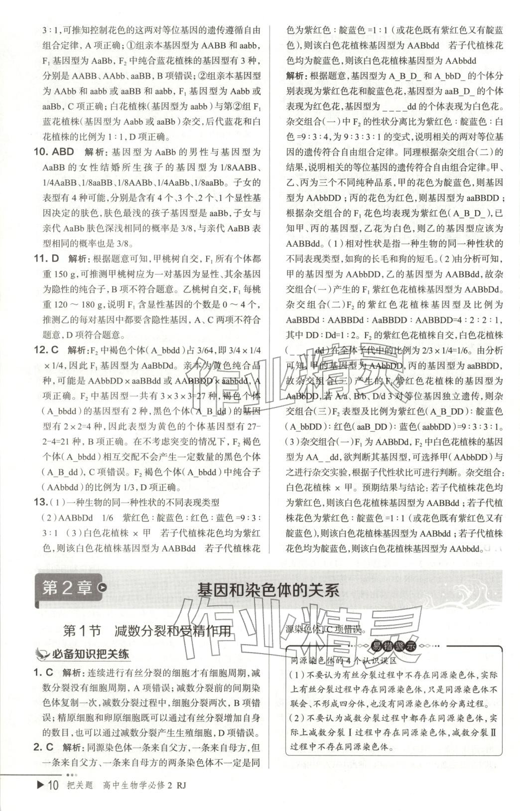 2026年把關(guān)題高中生物必修第二冊(cè)人教版&nbsp;第13頁(yè)