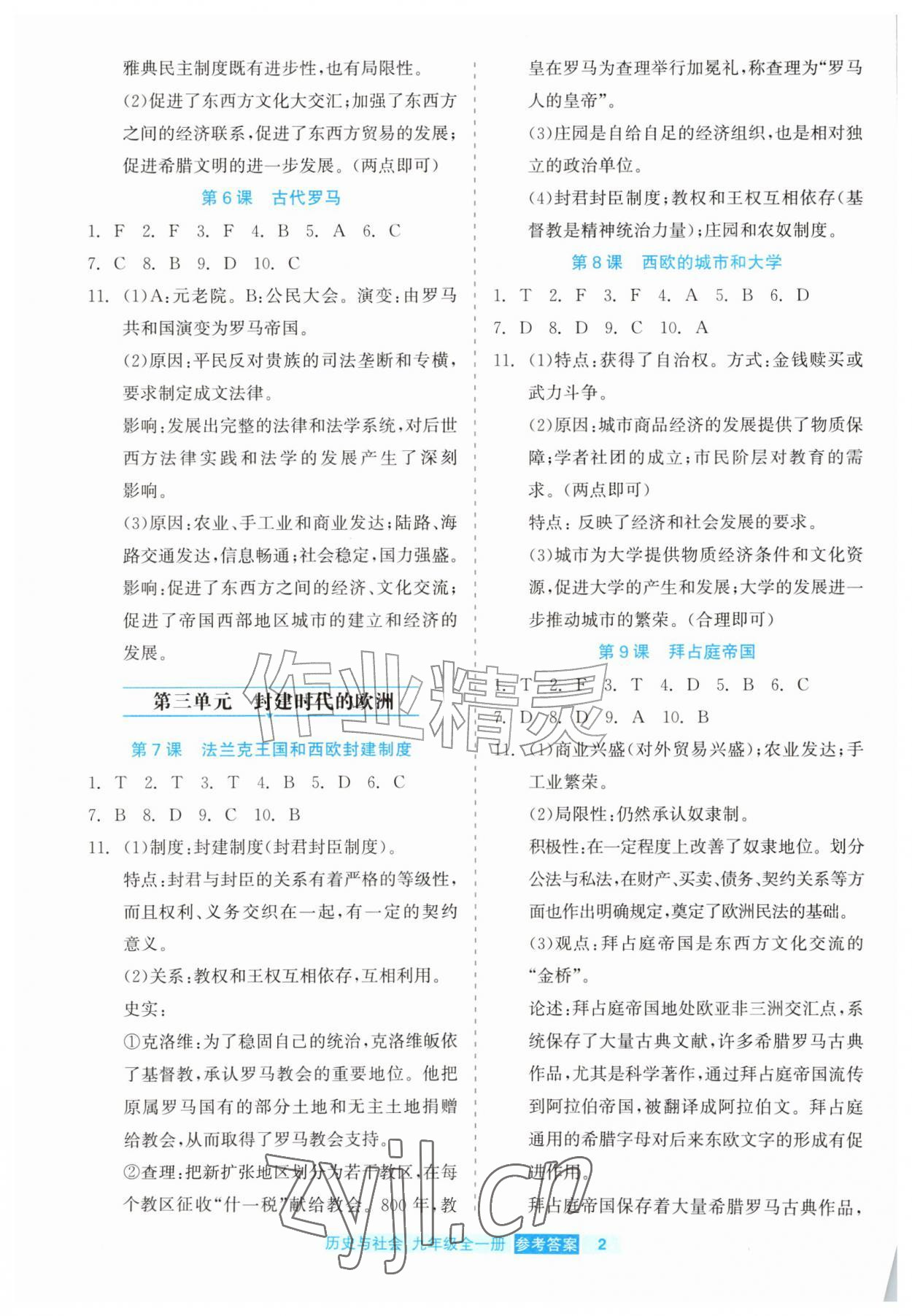 2026年精彩练习就练这一本九年级历史全一册人教版评议教辅&nbsp;第2页