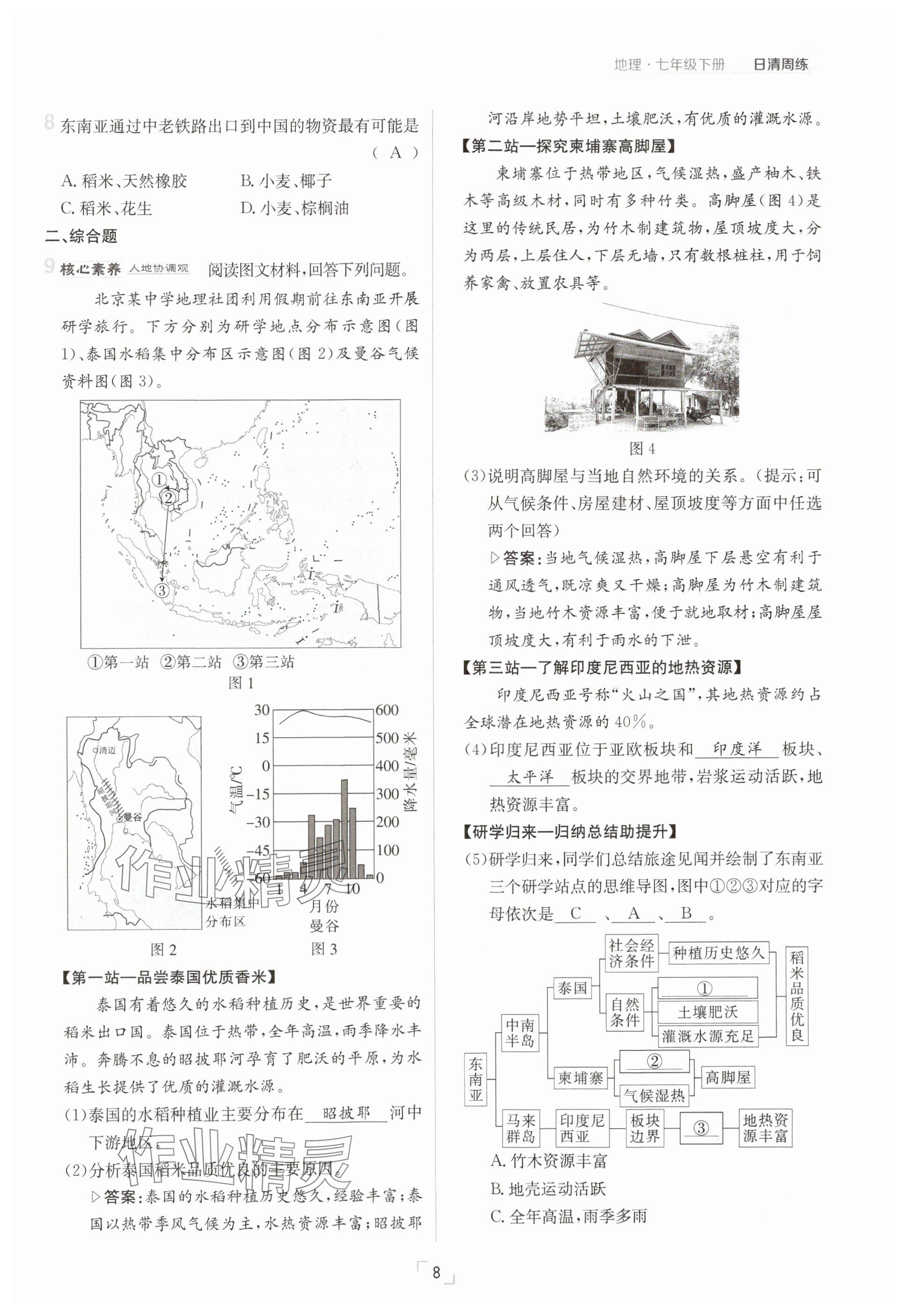 2025年日清周練七年級(jí)地理下冊(cè)人教版 參考答案第8頁(yè)