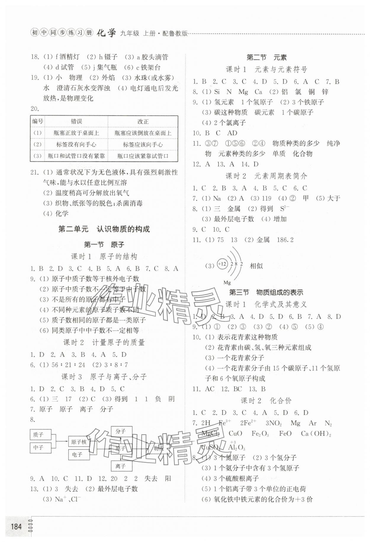 2025年同步练习册山东教育出版社九年级化学上册鲁教版 第2页