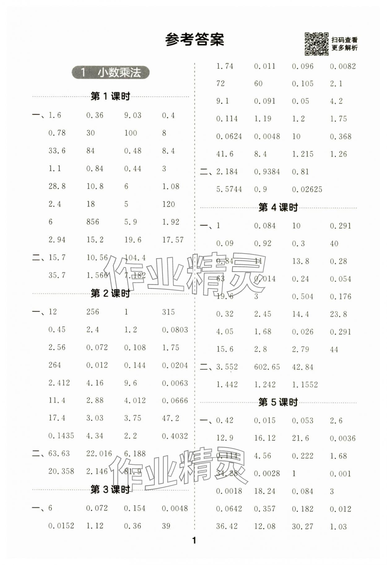 2024年歸類計算五年級數學上冊人教版 第1頁