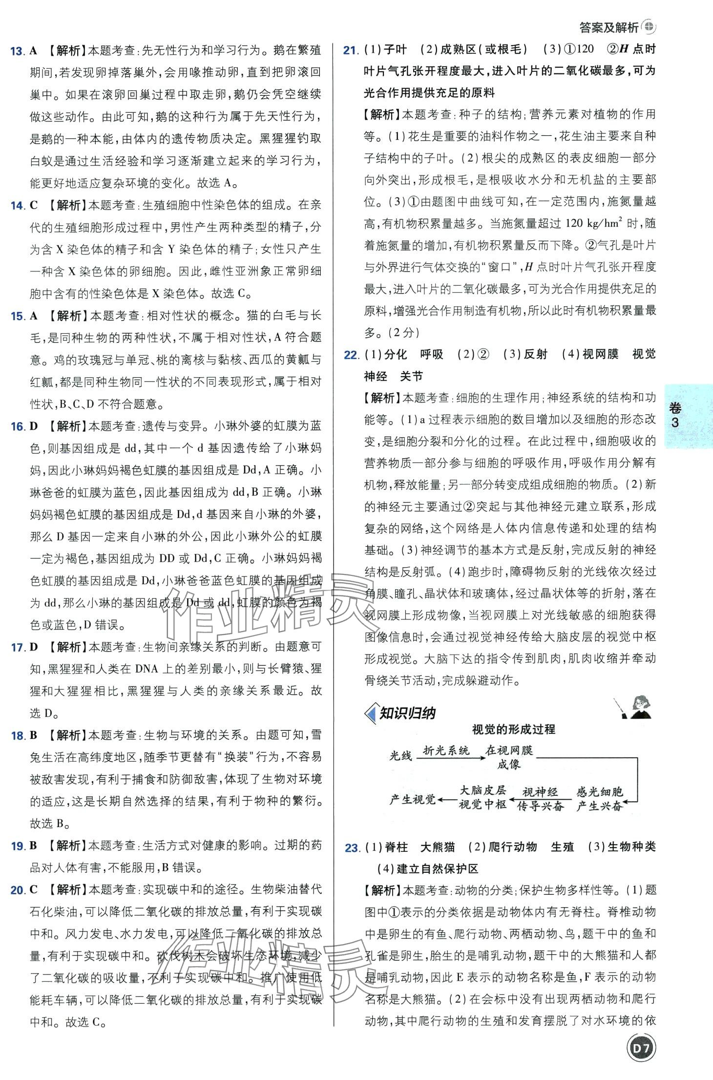 2024年中考必刷卷沈陽出版社生物河南專版&nbsp;第7頁