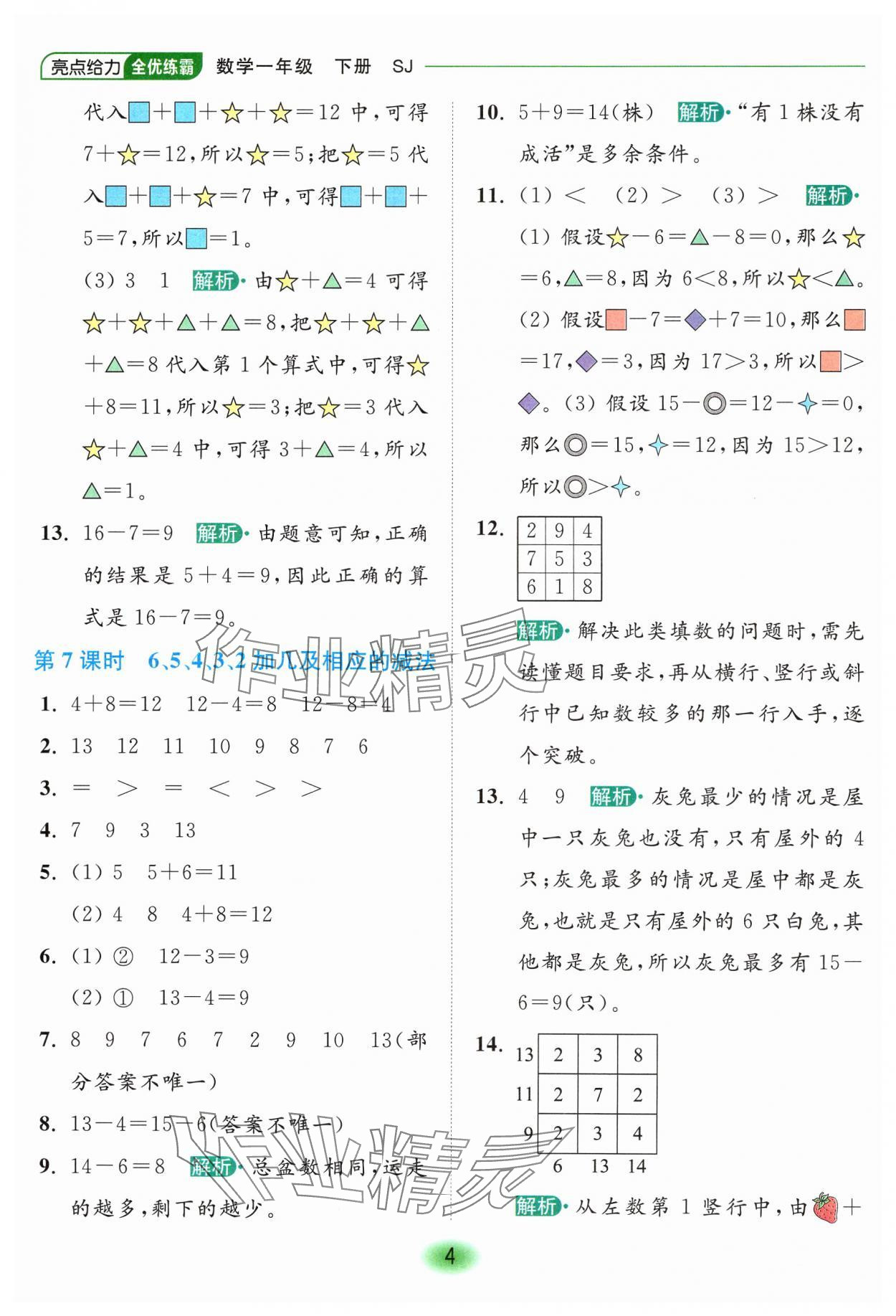 2025年亮點給力全優(yōu)練霸一年級數(shù)學(xué)下冊蘇教版 第4頁