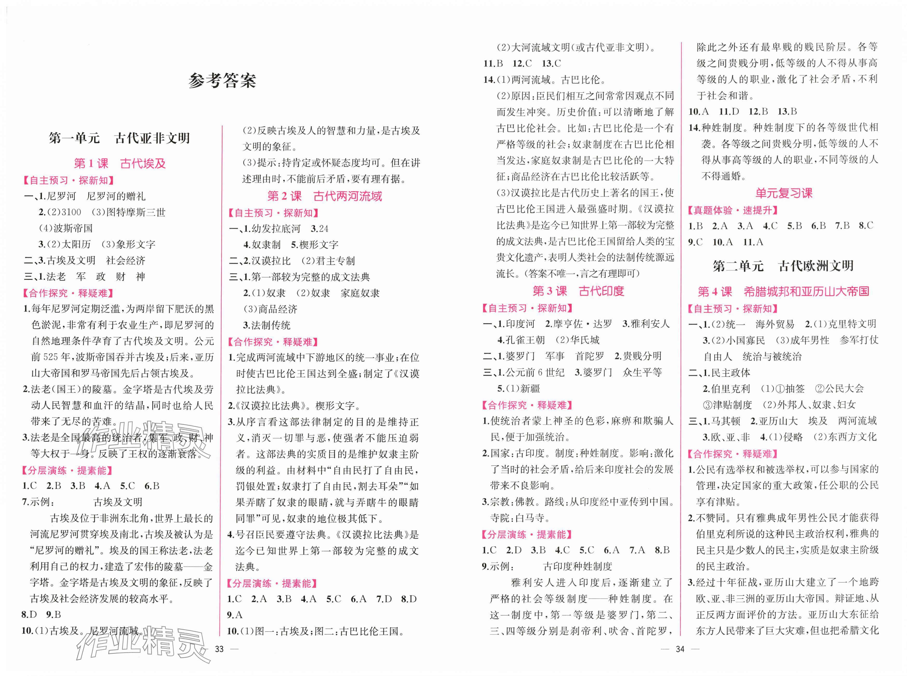 2025年同步导学案课时练九年级历史上册人教版 第1页