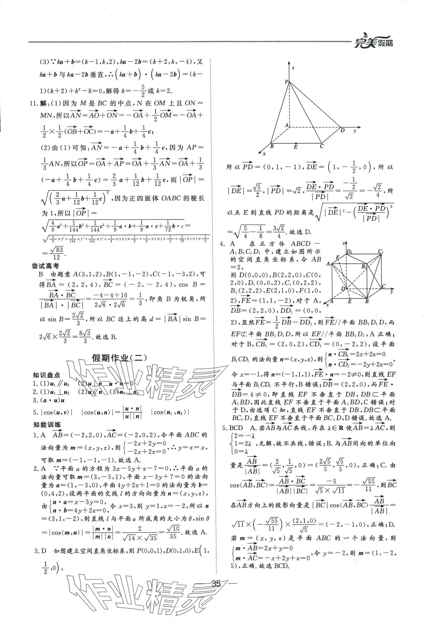 2024年完美假期假期自主學習訓練高二數(shù)學 第2頁