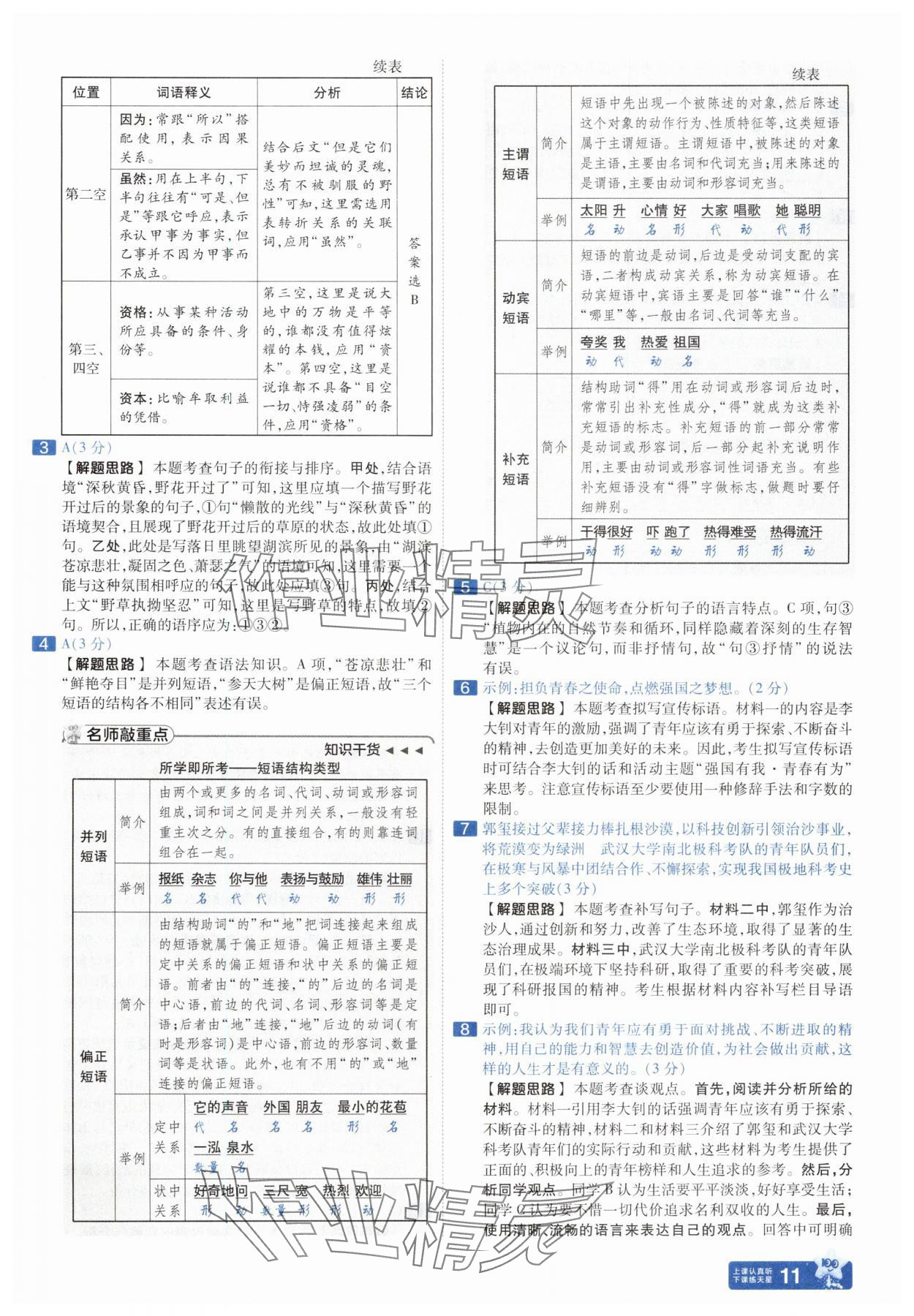 2025年金考卷中考45套匯編語文山東專版 參考答案第11頁