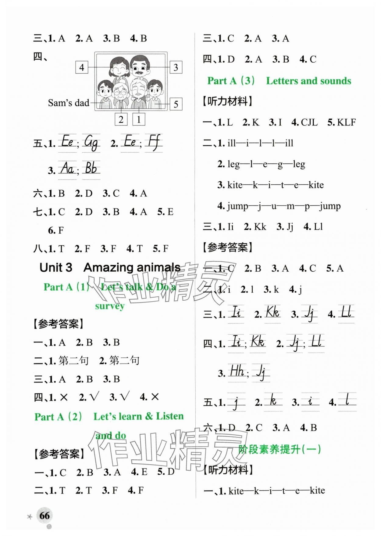 2024年小學(xué)學(xué)霸作業(yè)本三年級英語上冊人教版 參考答案第6頁