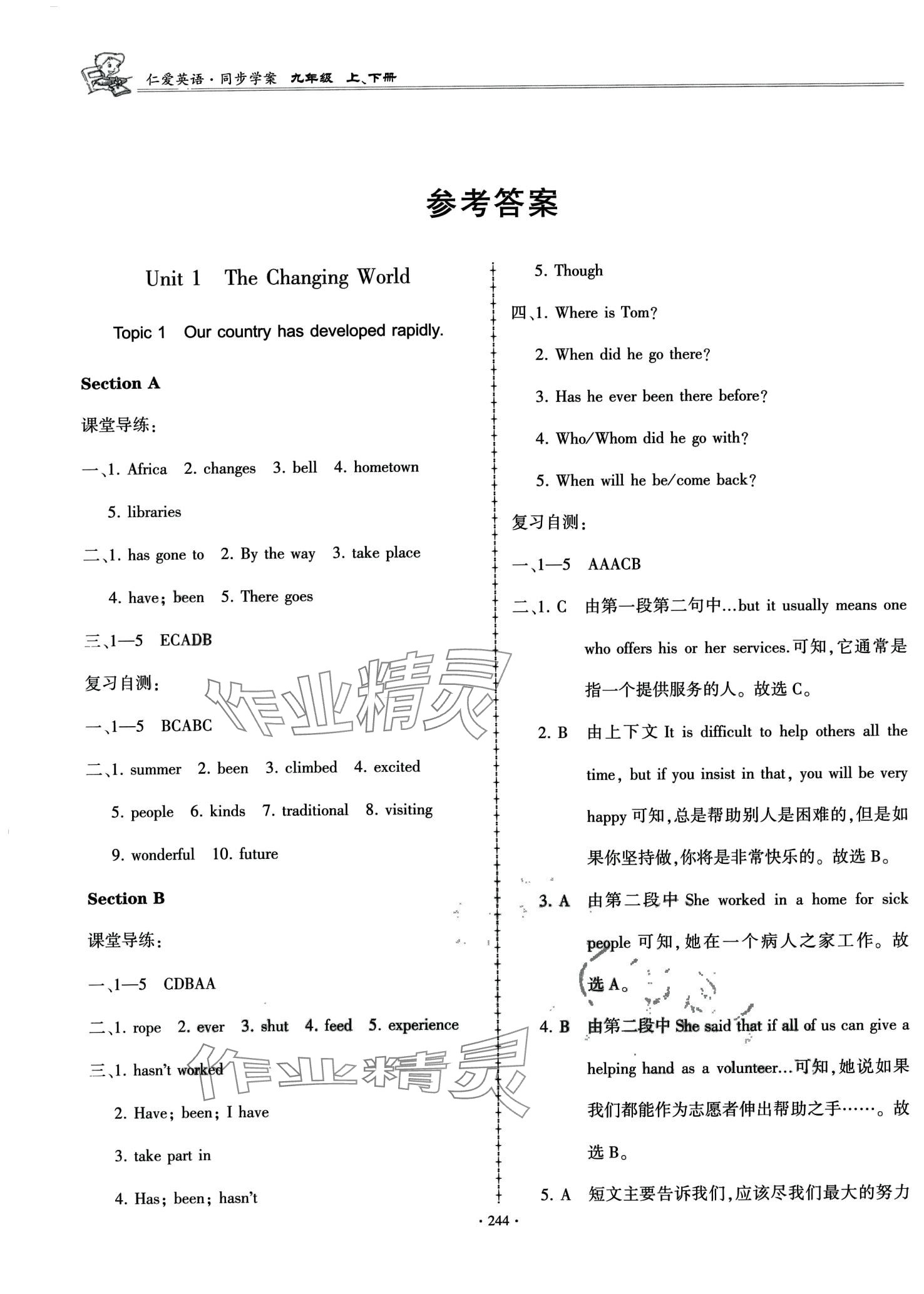 2024年仁愛英語同步學案九年級全一冊仁愛版 第18頁