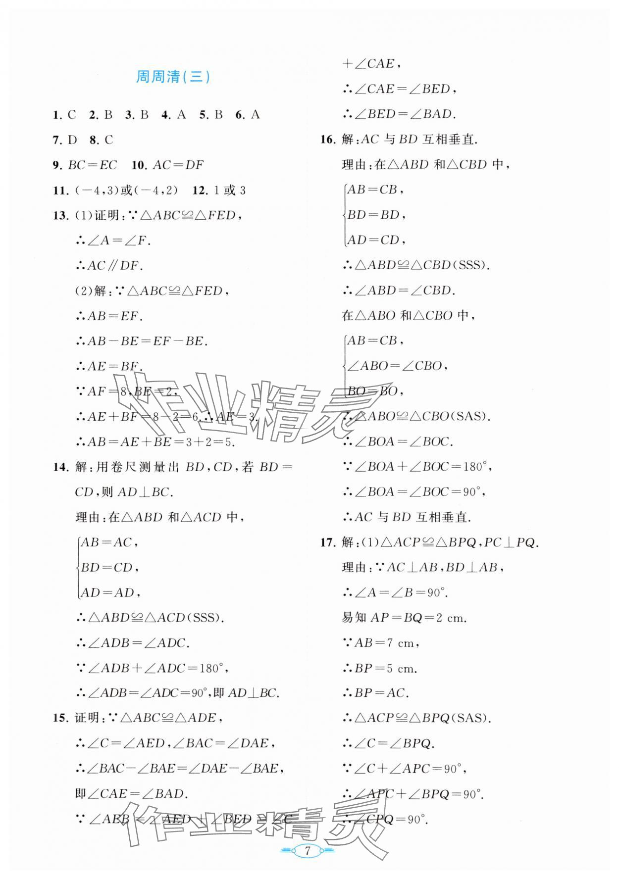 2024年課標(biāo)新卷八年級數(shù)學(xué)上冊人教版 第7頁