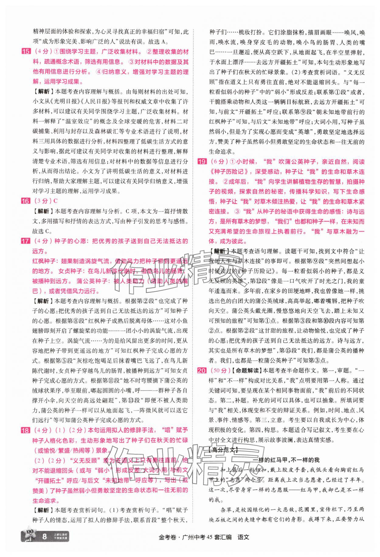 2025年金考卷中考45套汇编语文广州专版 第8页