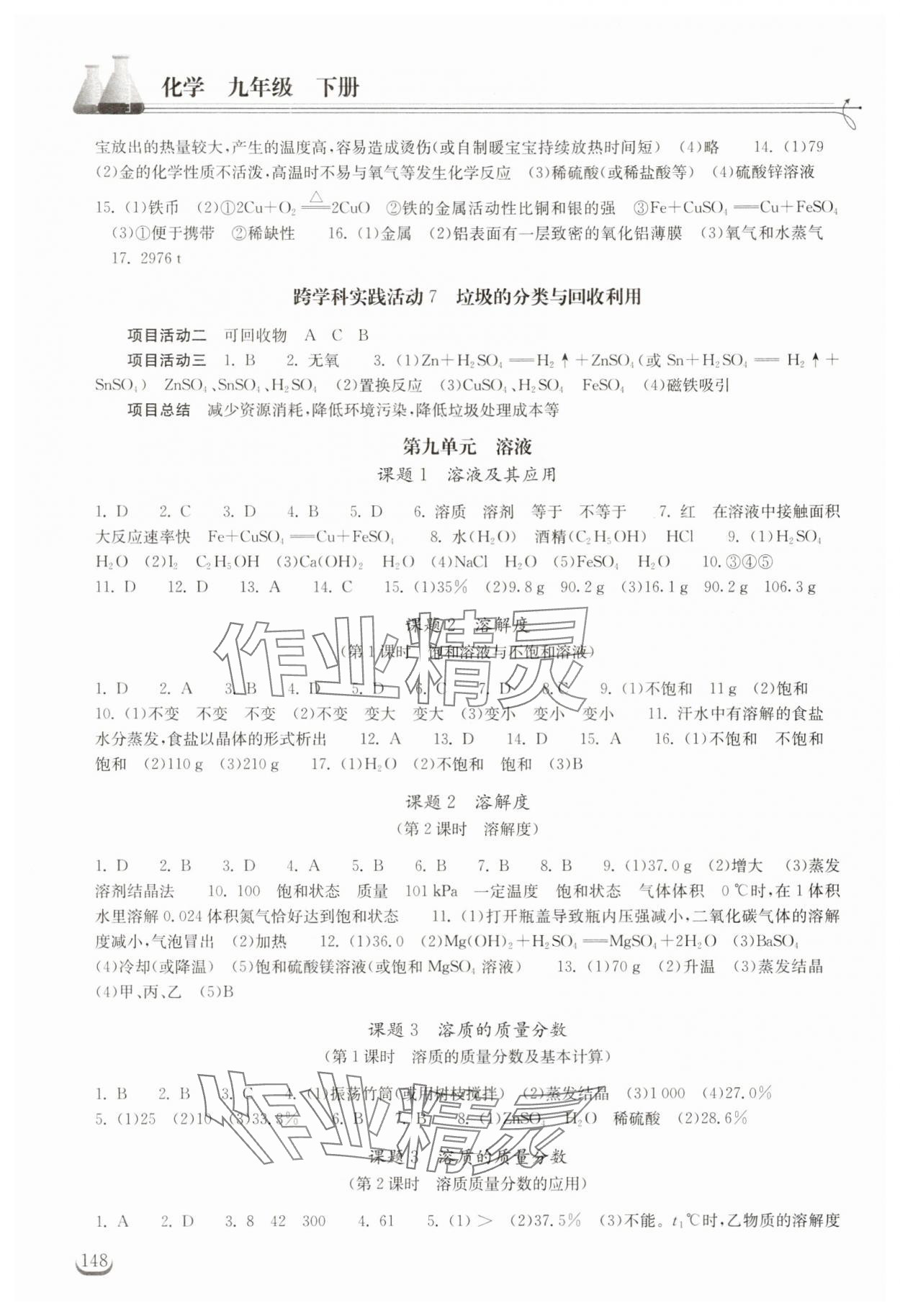 2025年长江作业本同步练习册九年级化学下册人教版 第2页